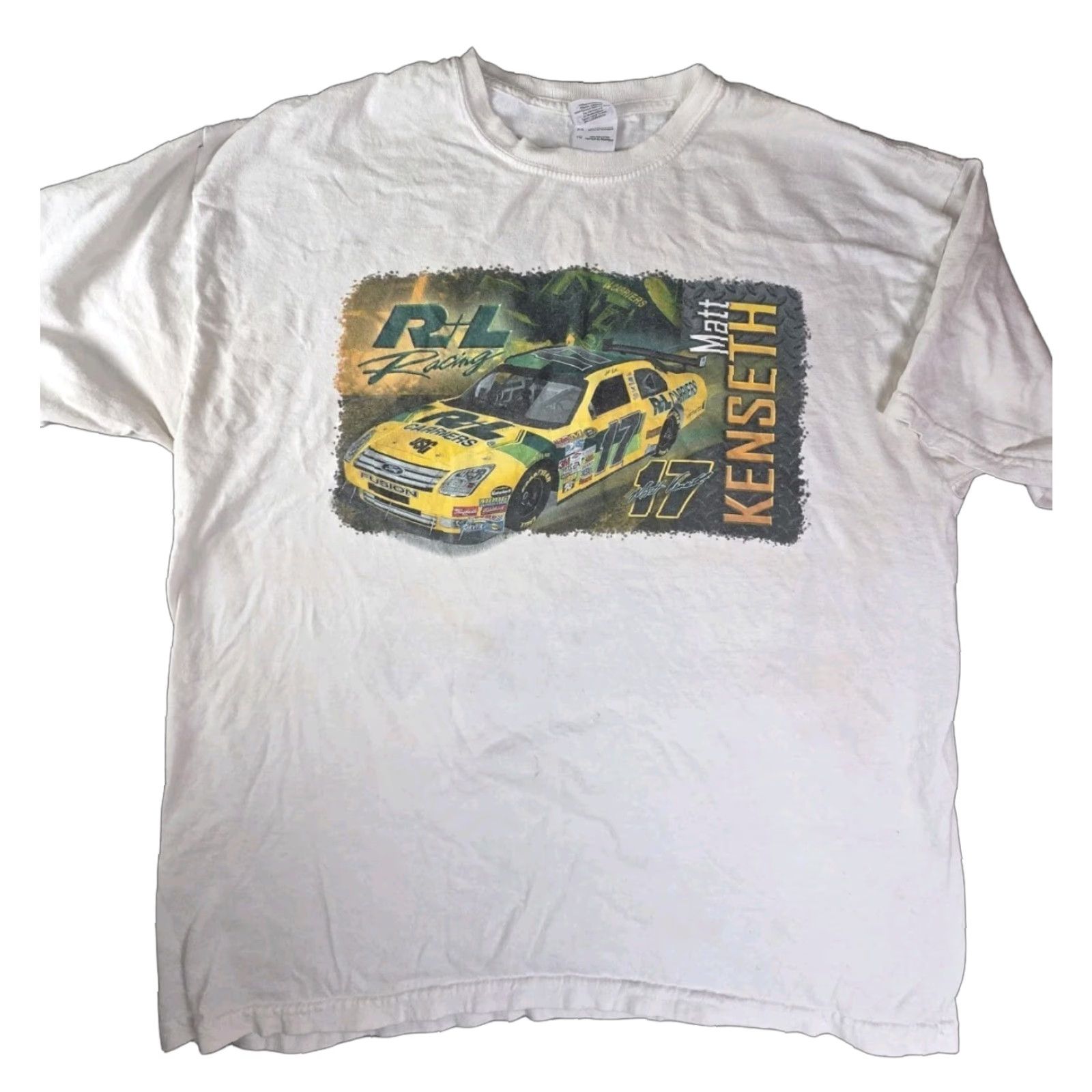 NASCAR VINTAGE Nascar Racing Matt Kenseth R&L Racing T Shirt XL White Men's Distressed Graphic Tee 2000s Size US XL / EU 56 / 4 - 1 Thumbnail
