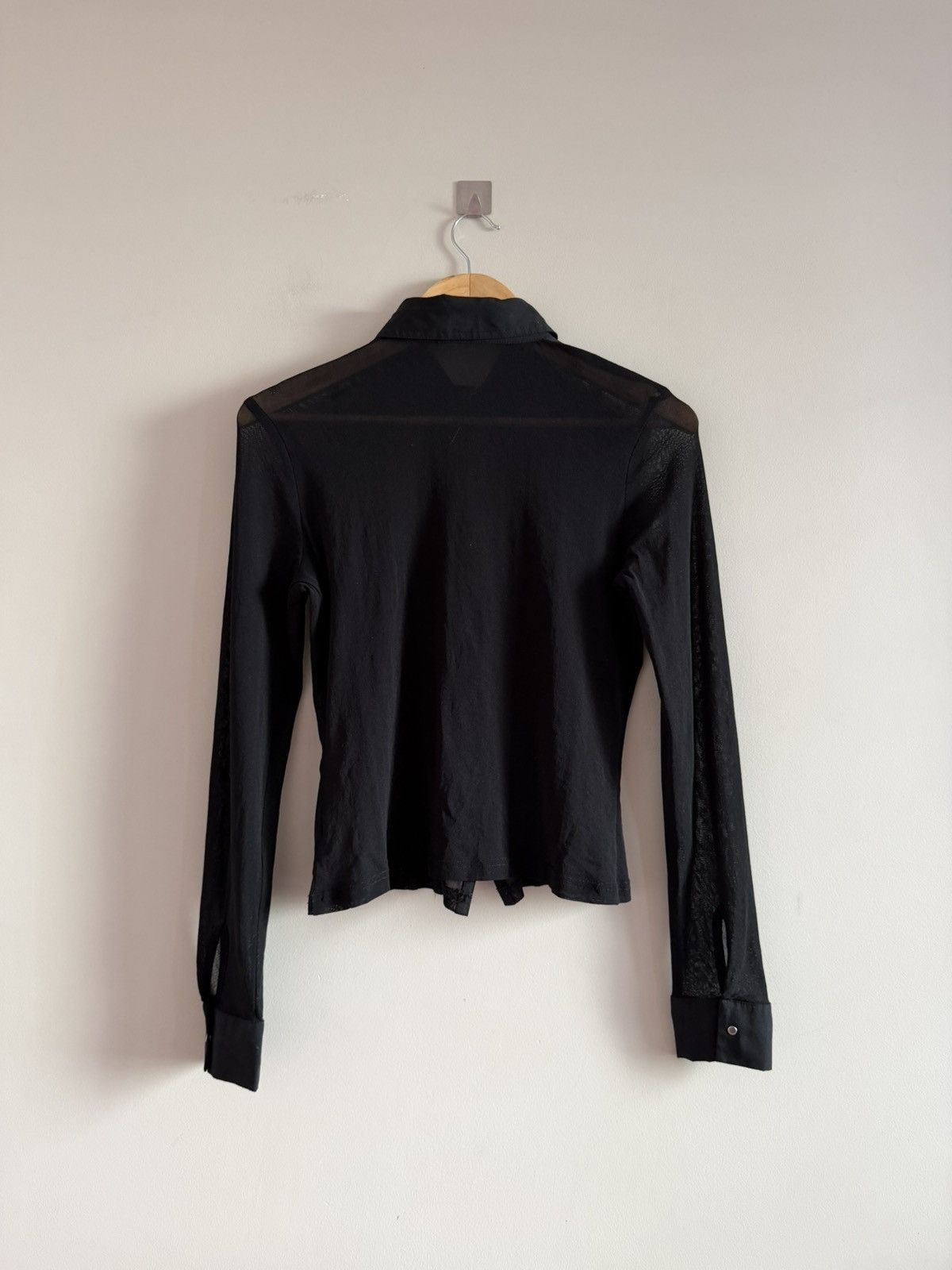 Vintage Sheer Black Fitted Blouse Mesh Button Shirt Size S / US 4 / IT 40 - 6 Thumbnail