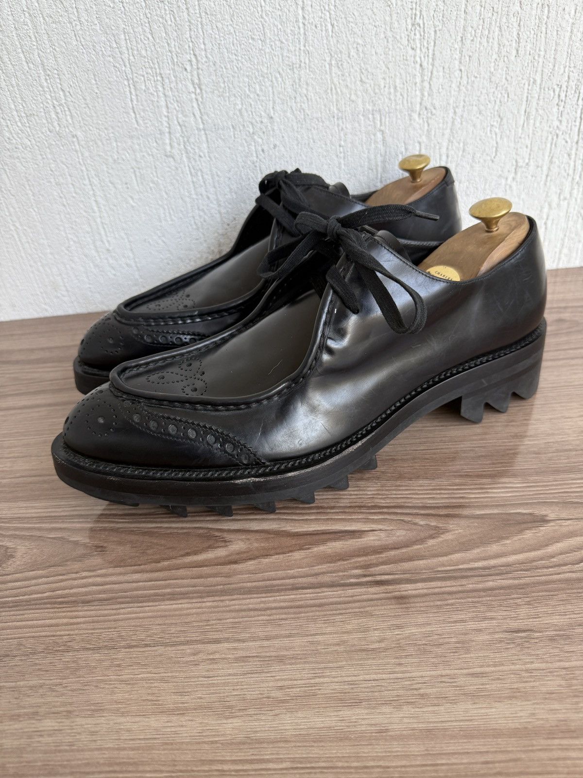 Prada Brushed leather brogue derby monolith | Grailed