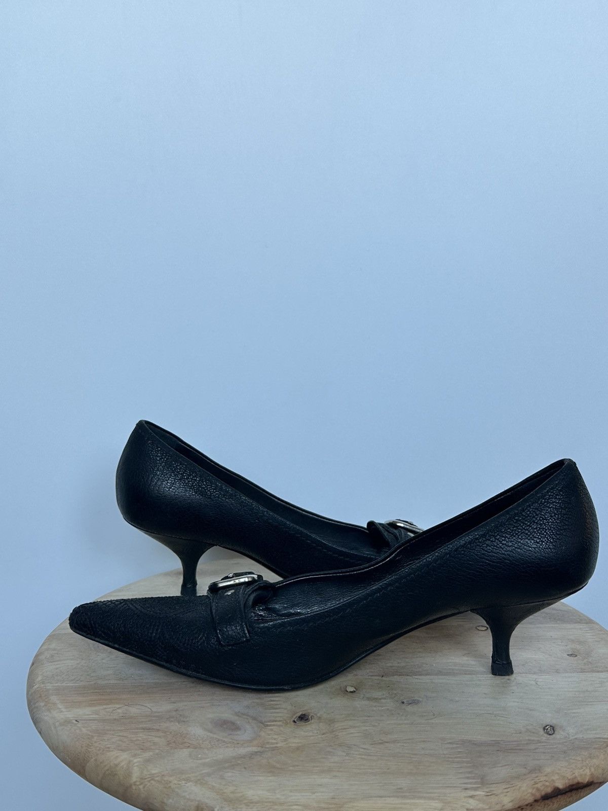 Prada Prada Black Leather Heels Size US 6.5 / IT 36.5 - 7 Thumbnail