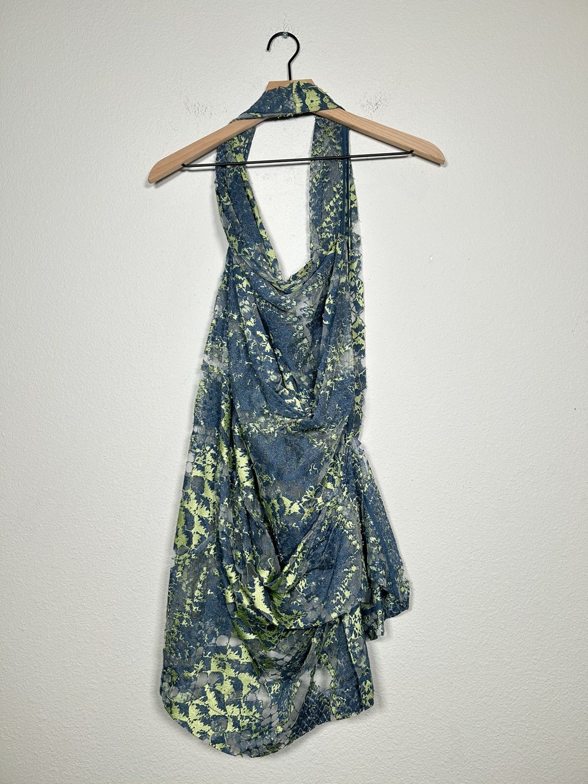 Issey Miyake Lace Drape Halter Neck Mini Dress Size M / US 6-8 / IT 42-44 - 3 Thumbnail