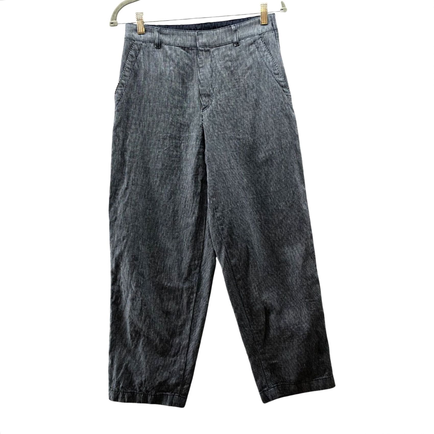 Uniqlo VINTAGE Uniqlo Linen Cotton Tapered Trouser Womens S Blue White Striped High Rise Size 28" / US 6 / IT 42 - 2 Thumbnail