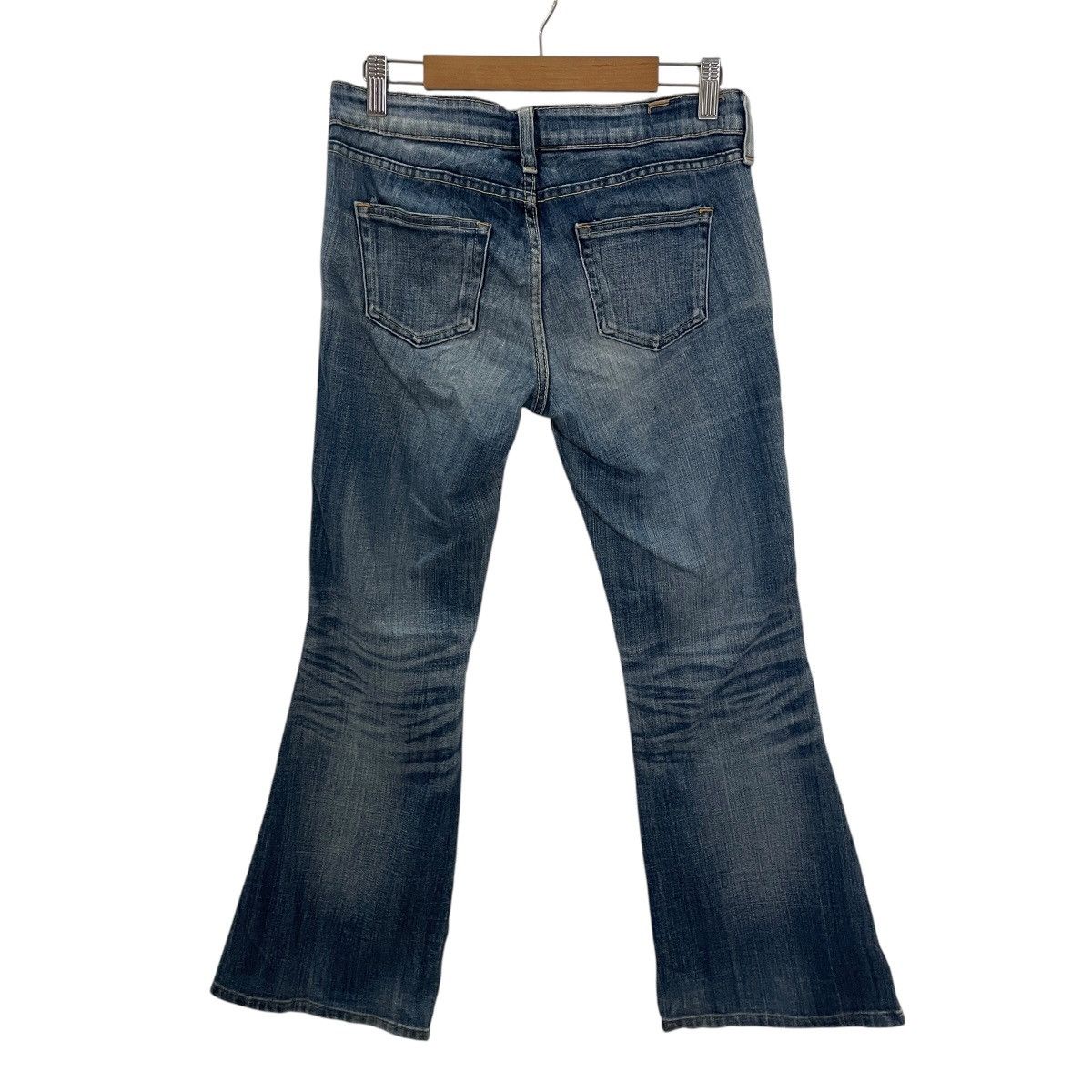 Japanese Brand Vintage Back Number Distressed Flare Denim Jeans Size 29" - 7 Thumbnail