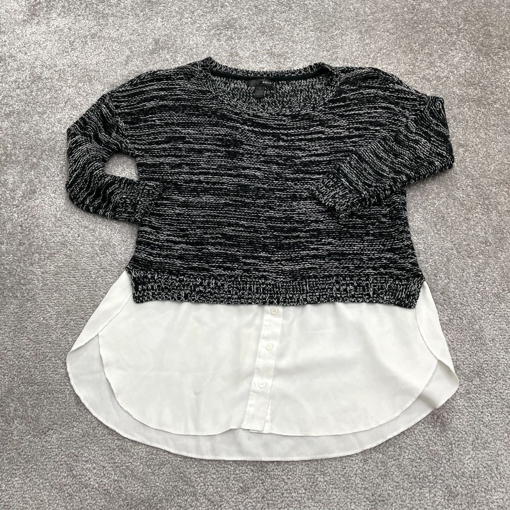 AQUA Aqua Sweater Shirt Womens M Black White Business Casual Size M / US 6-8 / IT 42-44 - 2 Thumbnail