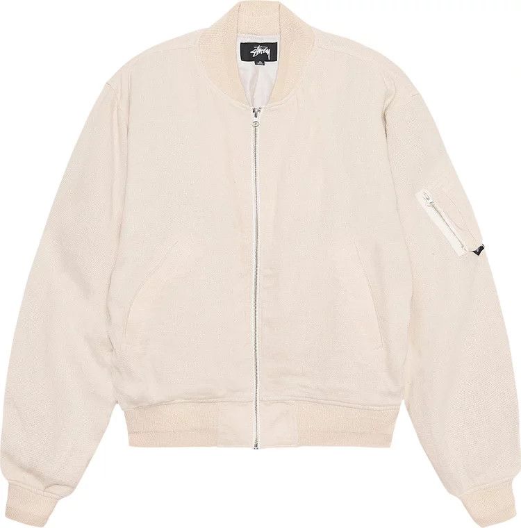 ジャケット・アウター STUSSY LINEN BEACH BOMBER JACKET 6419 Stussy Linen Beach Bomber