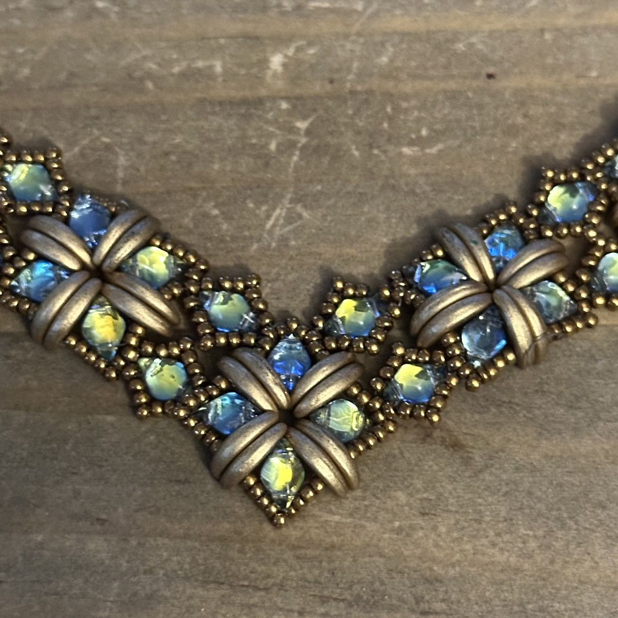Other Handcrafted watercolor rhinestone seed bead chevron necklace Size ONE SIZE - 3 Thumbnail