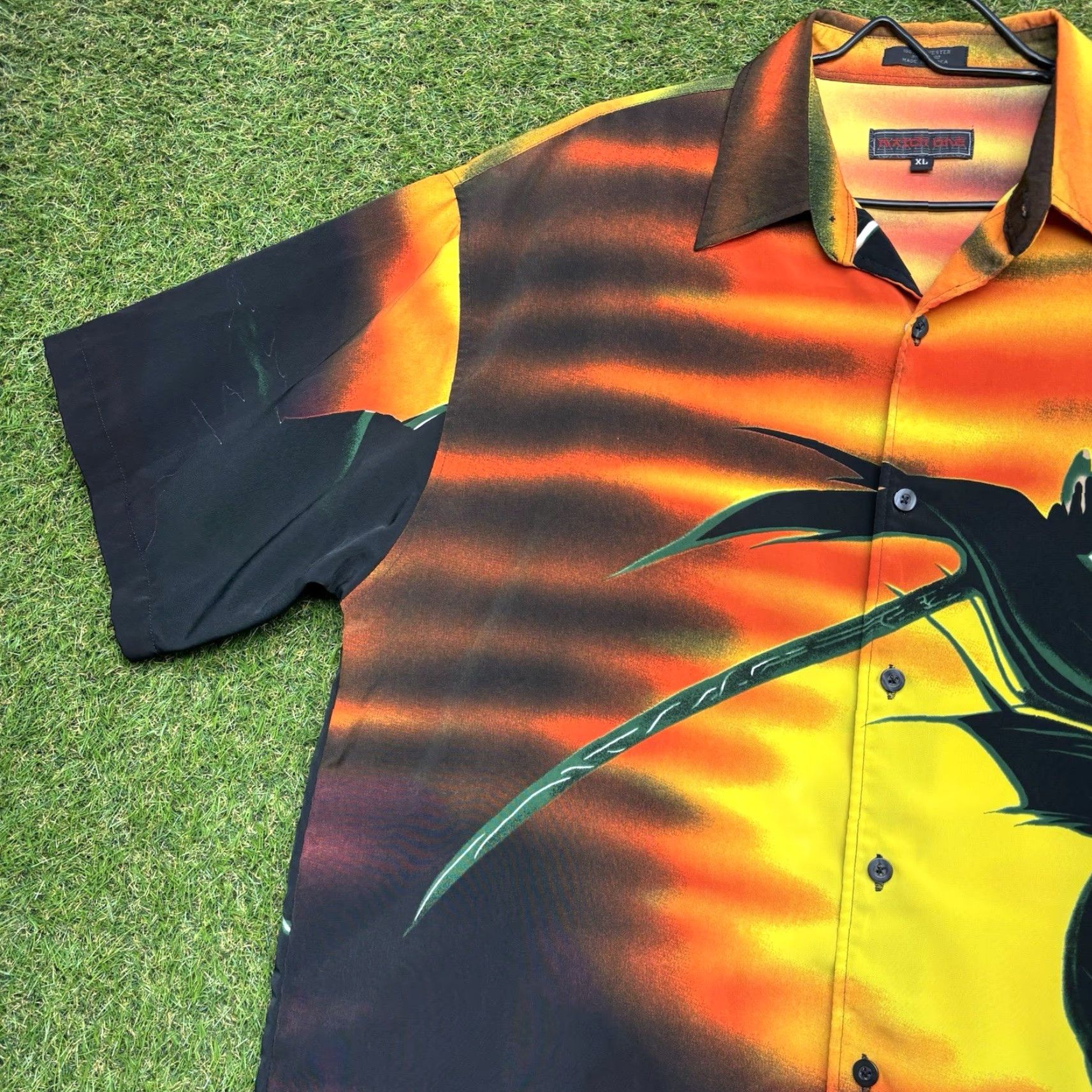 Vintage Match One Anime Shirt Mens XL Button-Up Polyester Cotton Orange Black Samurai Size US XL / EU 56 / 4 - 3 Thumbnail