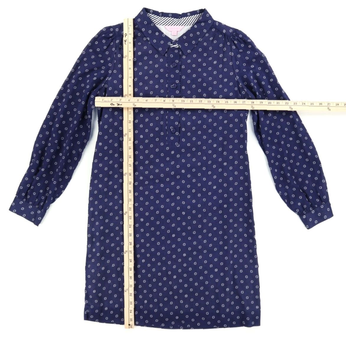 Lilly Pulitzer Lilly Pulitzer Button Print Popover Dress Dotted Long Sleeve Navy Blue Women's 6 Size M / US 6-8 / IT 42-44 - 3 Thumbnail