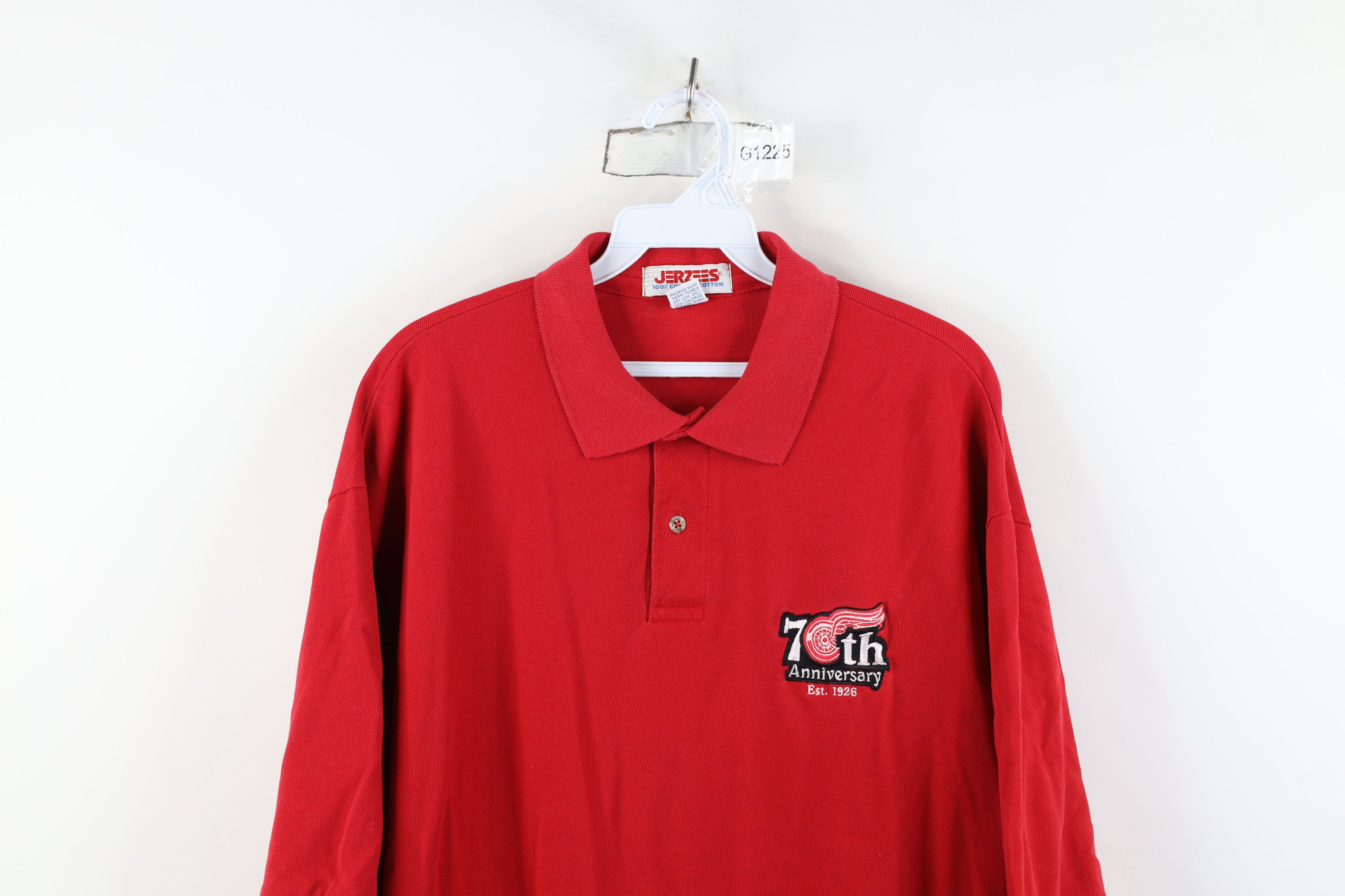 Vintage Vintage 90s Anniversary Red Wings Hockey Polo Red USA Size US XL / EU 56 / 4 - 2 Thumbnail