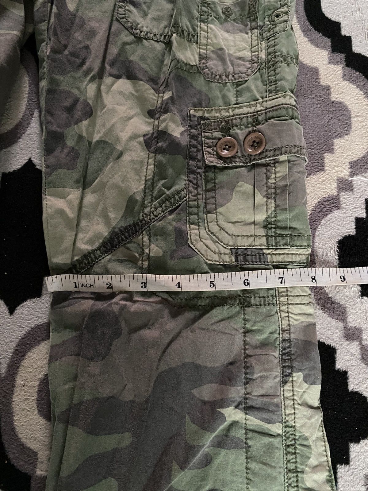 If Six Was Nine × Japanese Brand × Le Grande Bleu (L.G.B.) 2000s abercrombie & fitch flared camo pants goa style Size US 27 - 13 Thumbnail