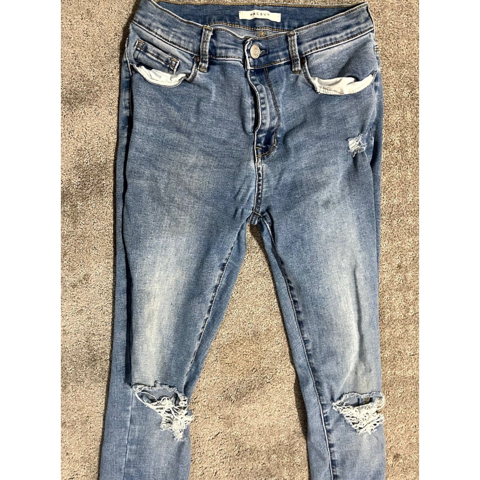 Pacsun PacSun Distressed High Rise Jeggings Jeans Medium Wash Size 26 Women Blue Jegging Medium Distressed 90s? (not allowed adding new info) Size 26" / US 2 / IT 38 - 2 Thumbnail