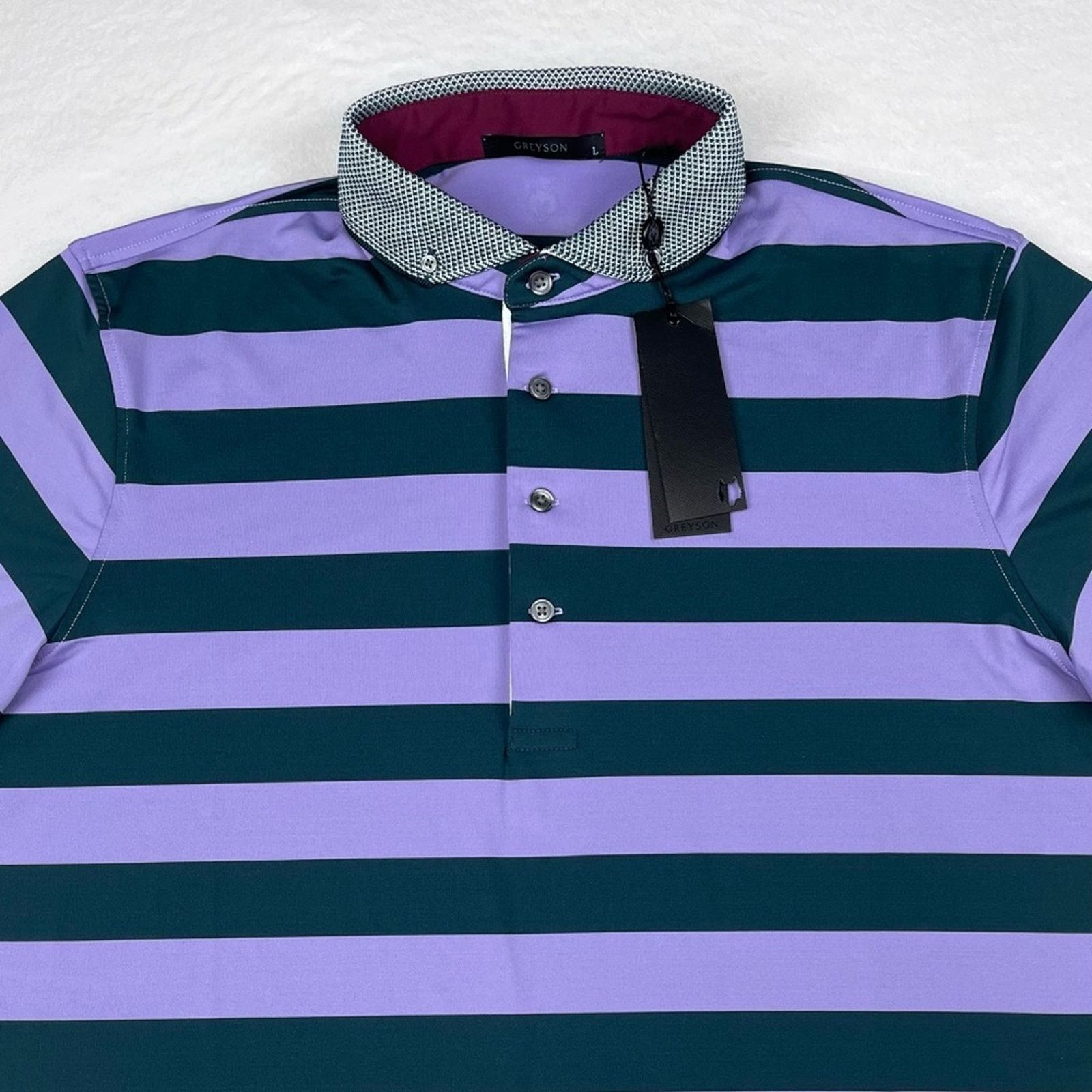 Other Greyson Men’s L Purple Saguache Striped Windflower Golf Polo Size US L / EU 52-54 / 3 - 3 Thumbnail
