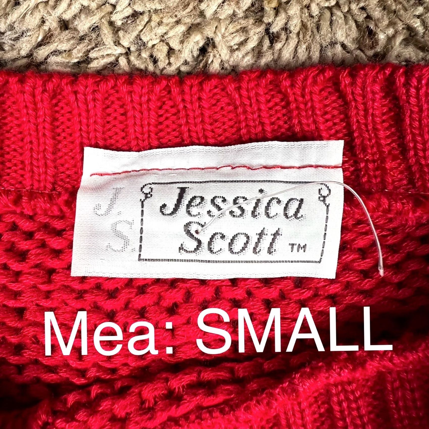 Vintage VINTAGE 90s Red Cable Knit Sweater Vest Womens Small Pullover Wool? No—Acrylic Jessica Scott Size S / US 4 / IT 40 - 2 Thumbnail