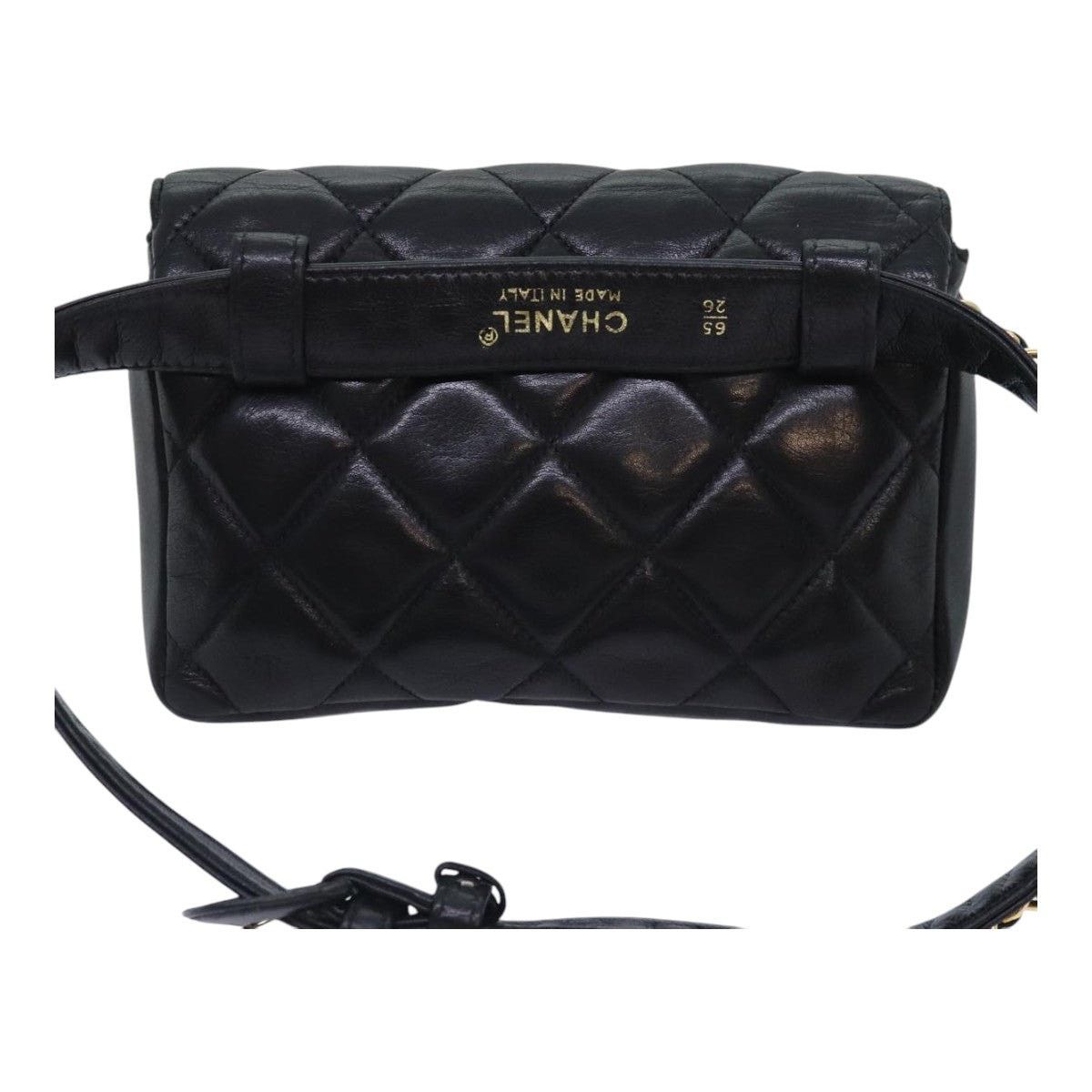 Chanel CHANEL Matelasse Waist Bag Lamb Skin Black Gold CC Size ONE SIZE - 2 Thumbnail