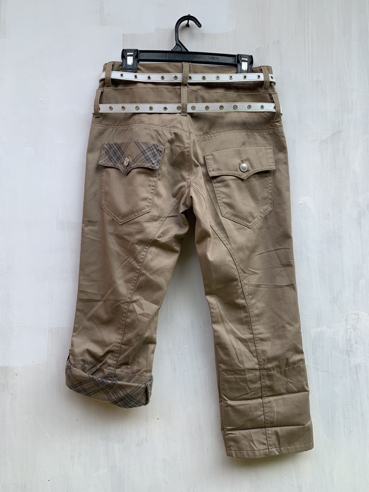 Japanese Brand Nylaus 3 quarter double waist rolled up pants with 2 belts Size US 31 - 3 Thumbnail
