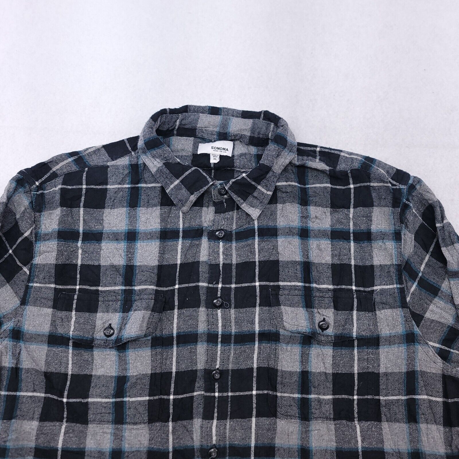 Sonoma Sonoma Tartan Flannel Button Up Shirt Men Size XL Gray Black Size US XL / EU 56 / 4 - 1 Thumbnail