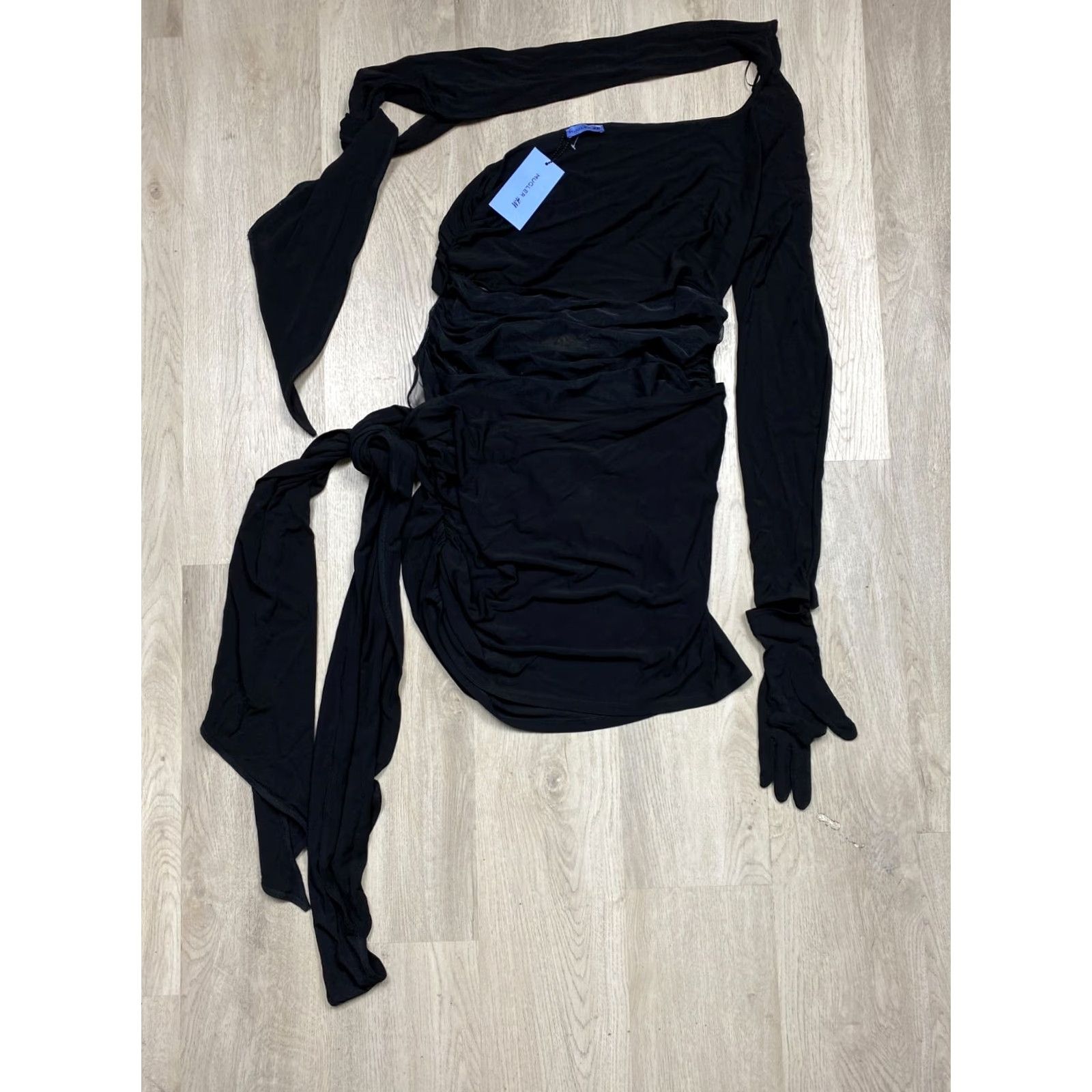 H&M H&M HM X MUGLER Knot Detail One Shoulder Dress XL Mugler Dress One Shoulder XL Black Mini Womens Size XL / US 12-14 / IT 48-50 - 3 Thumbnail