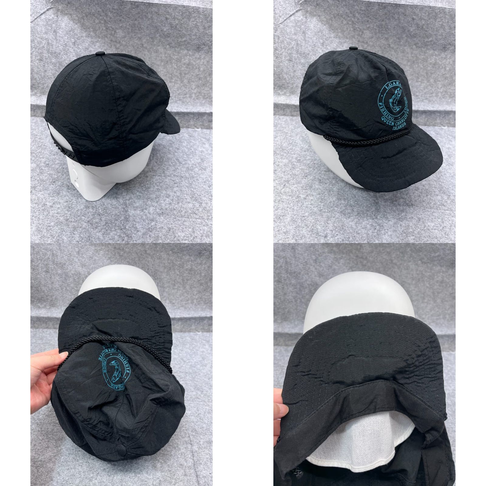 Vintage Langara Hat Cap Snapback Adult One Size Black Unisex 90s Fish Camp Langara Brand Adjustable Twill Polyester Cap - MensWomens BoysGirls Size ONE SIZE - 8 Thumbnail