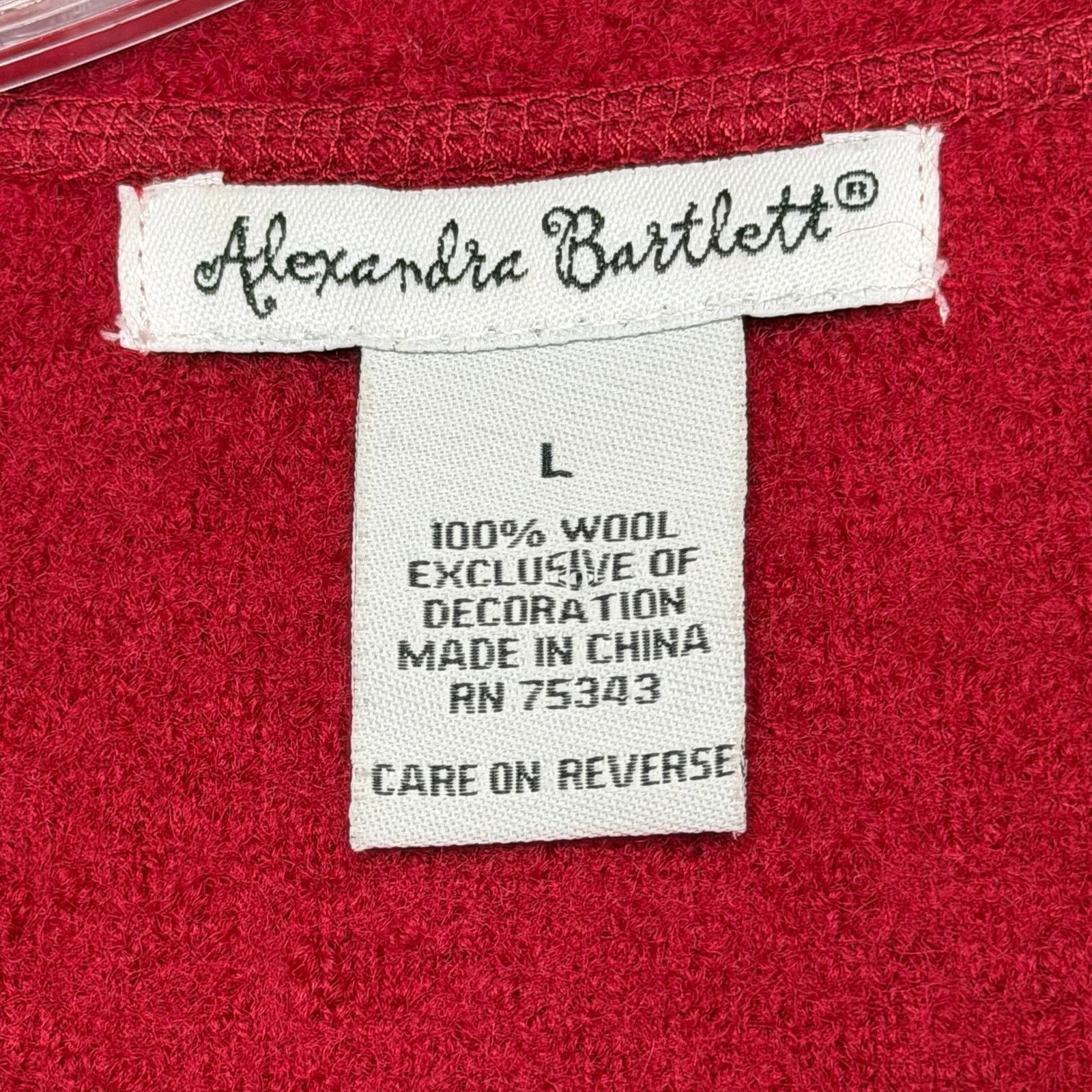 Other Alexandra Bartlett Red Wool Swing Coat Black Applique Size L Size L / US 10 / IT 46 - 6 Thumbnail