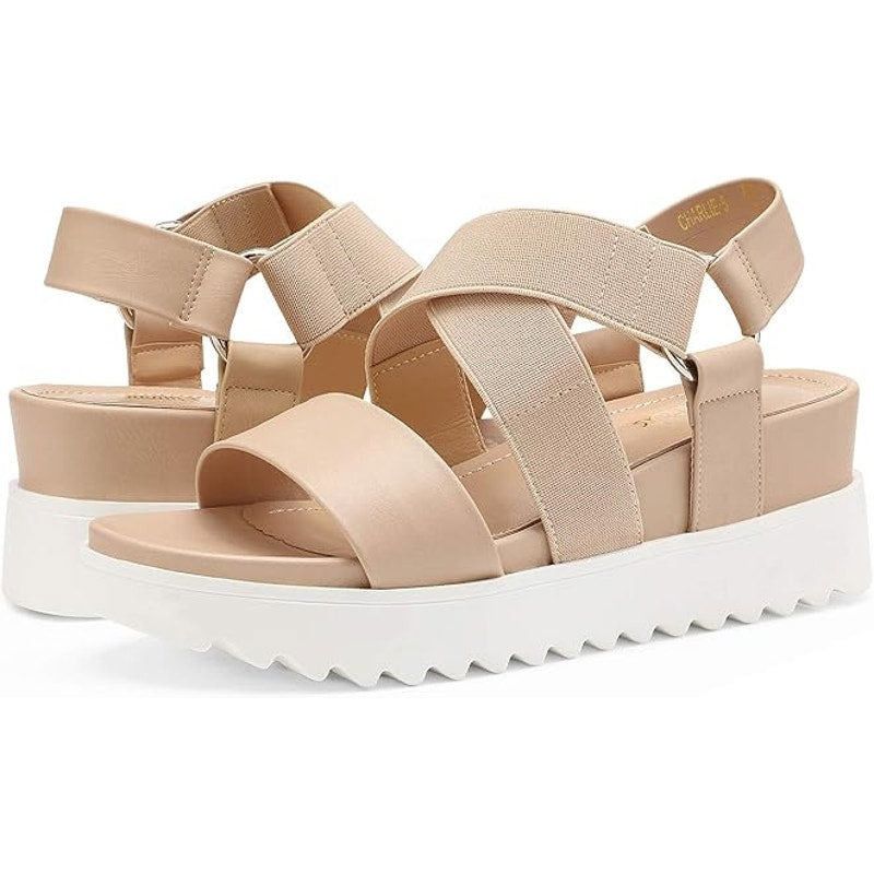 Other Dream Pairs Women's Size 11 Tan & White Ankle Strap Sandals Size US 11 / IT 41 - 3 Thumbnail