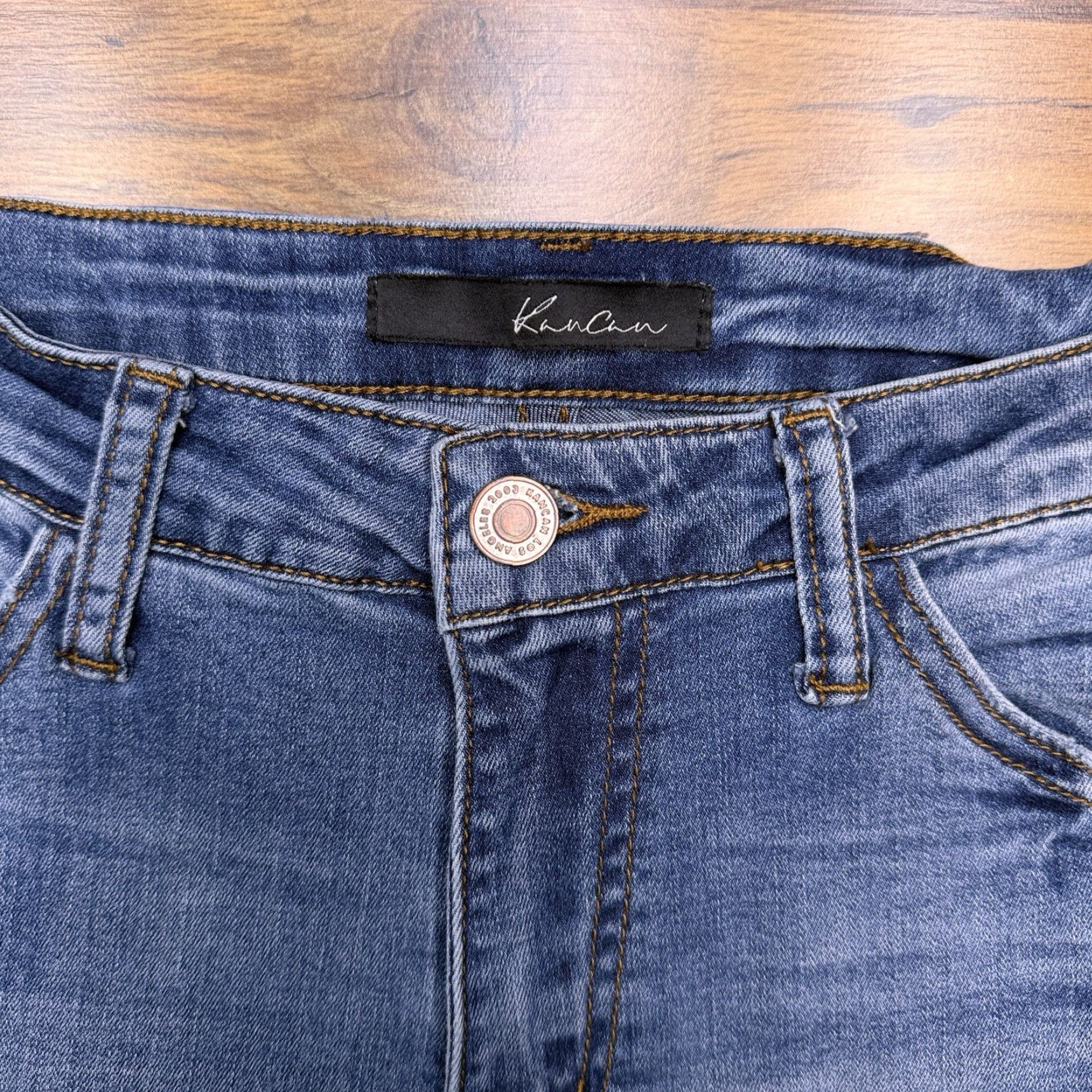 Vintage KanCan Jeans Skinny 28 Blue Mid Rise Distressed Stretch Denim 5-Pocket City Womens Regular Size 28in Inseam 27.5in Medium Wash Size 28" / US 6 / IT 42 - 4 Thumbnail
