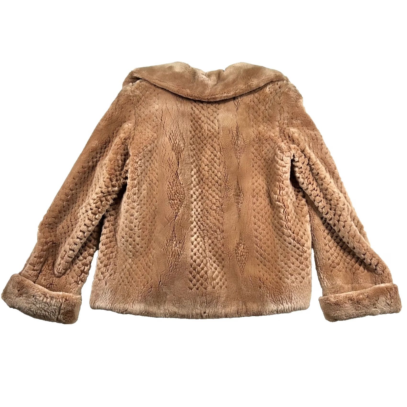 Vintage VINTAGE Torras Jacket Women S/M Mouton Sheared Lambskin Embossed Spain 90s Luxury Brown Fur Lambskin Art Deco Mens Girls Womens Size S / US 4 / IT 40 - 2 Thumbnail