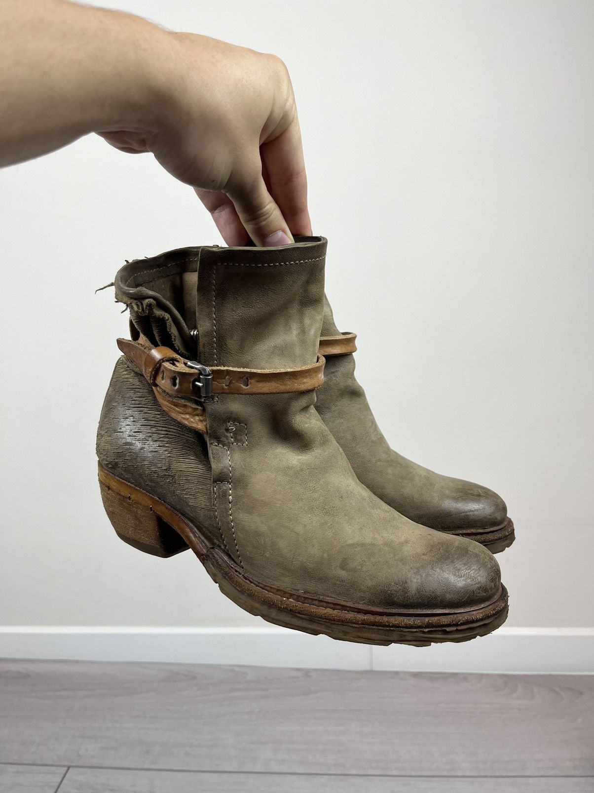 A.S.98 A.S. 98 Airsteps Avante Garde Beige Leather Heel Boots Size US 8 / IT 38 - 10 Thumbnail