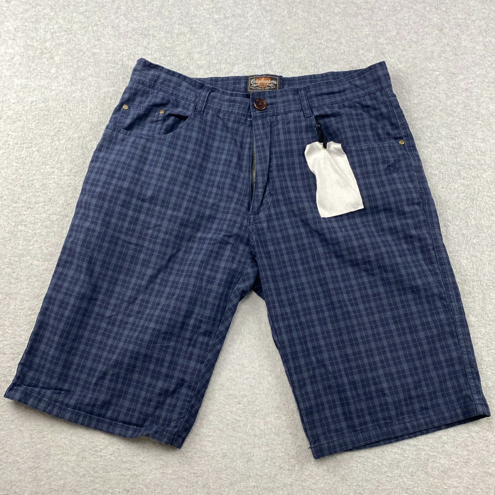 Vintage Craghoppers Shorts Mens 34 Blue Check Plaid Flat Front Pockets Glasses Wipe Size US 34 / EU 50 - 2 Thumbnail