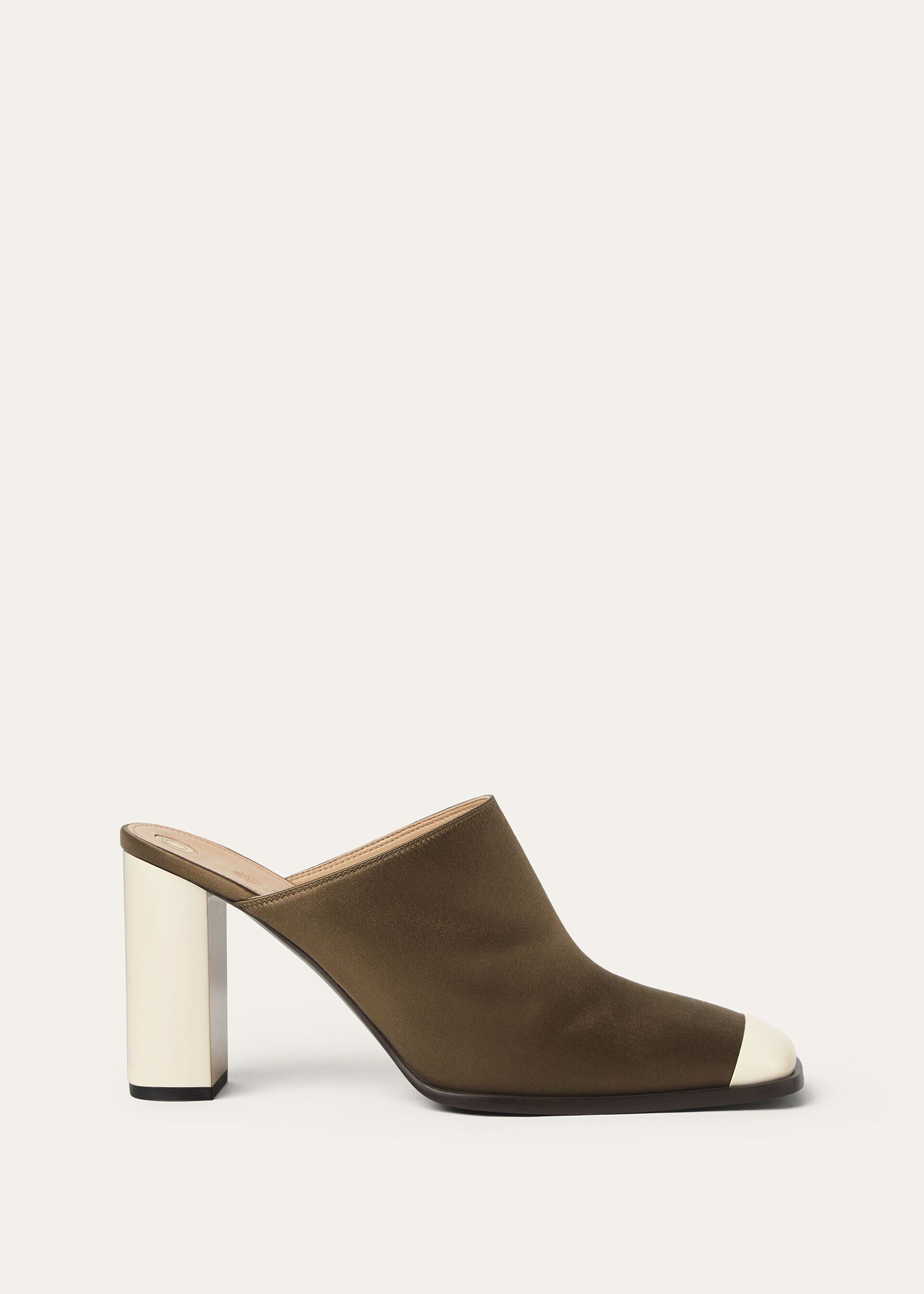 Loro Piana os11x0326 FAR1163 Alba Heeled Mules in Olive Shadow Size US 9 / IT 39 - 1 Thumbnail
