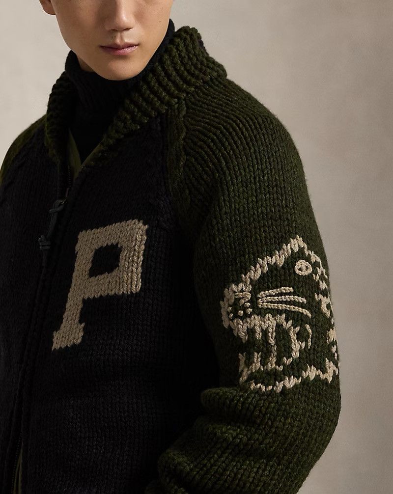 Polo Ralph Lauren POLO RALPH LAUREN Wool Shawl-Collar XL Cardigan Black Olive Size US XL / EU 56 / 4 - 6 Thumbnail