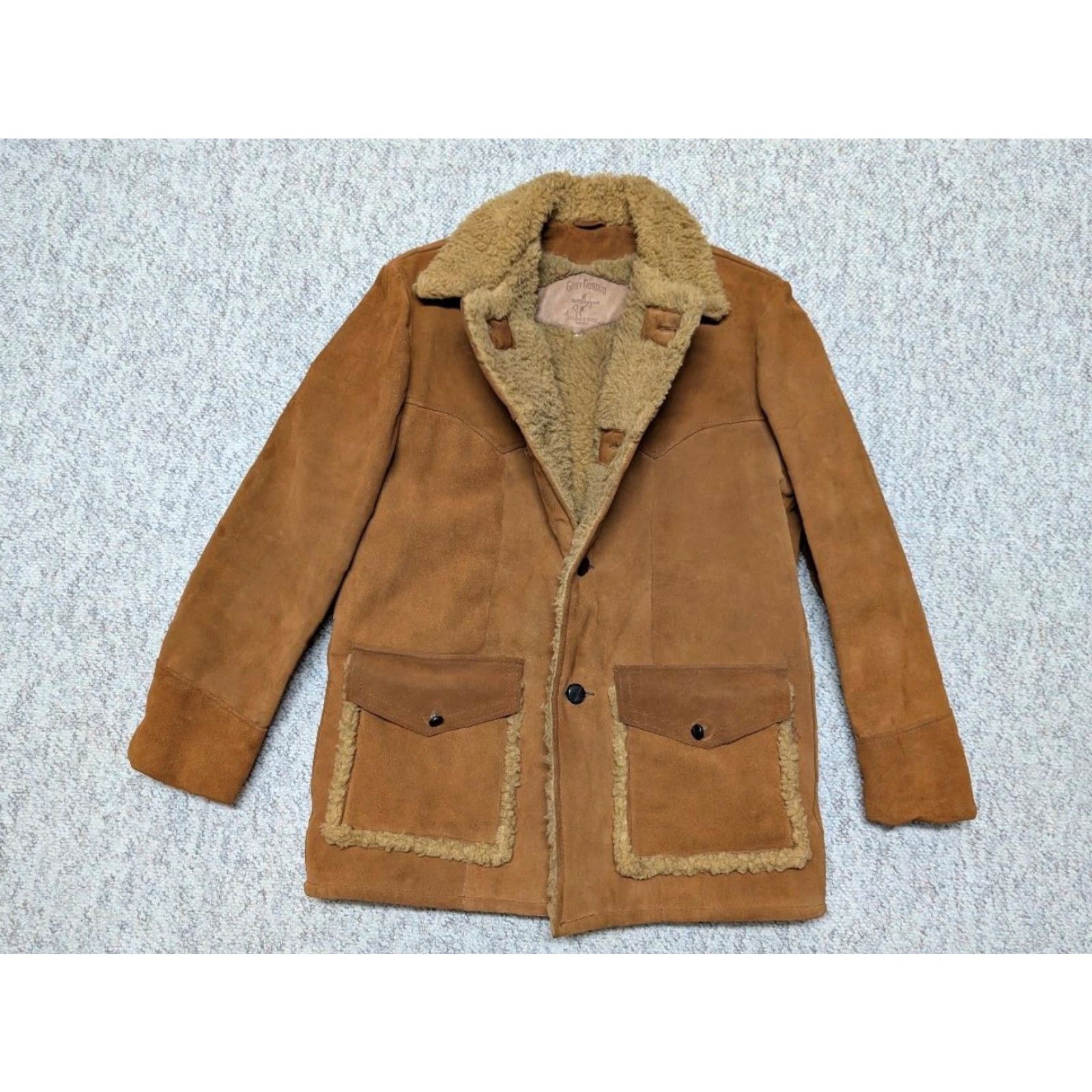 Vintage VINTAGE Gary Gordon leather coat Jacket Men 42 Brown Split-Suede Cowhide Sherpa Southwestern 90s Mens Size US M / EU 48-50 / 2 - 2 Thumbnail