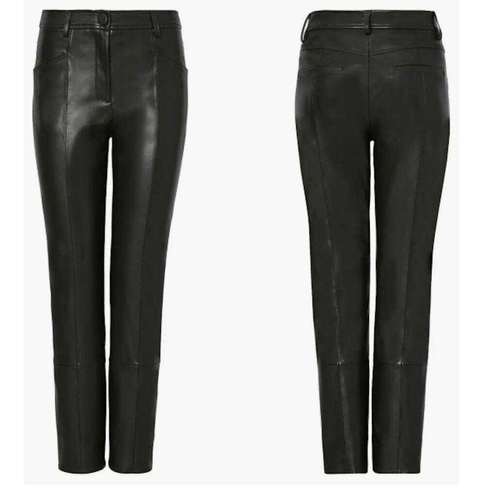 MILLY NWT New $425 Milly Rue Faux Leather Black Pants Size 29 Size 29" - 3 Thumbnail