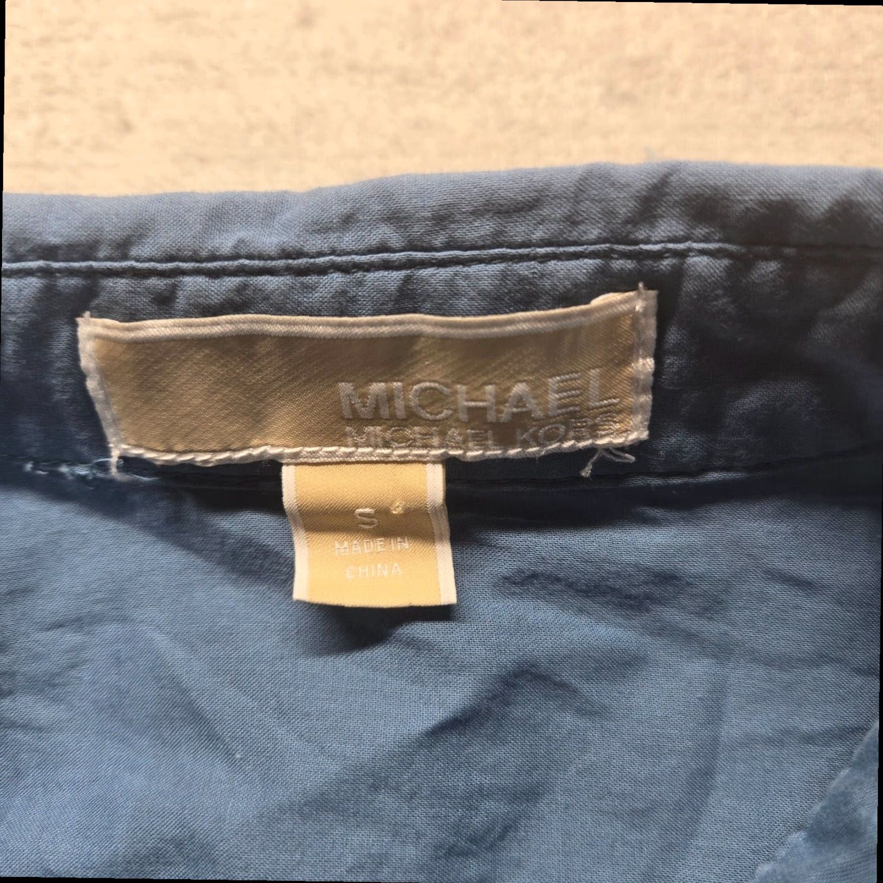 Michael Kors Michael Kors Women's Blue Button Up Long Sleeve Cotton Blend Shirt Small Size S / US 4 / IT 40 - 3 Thumbnail