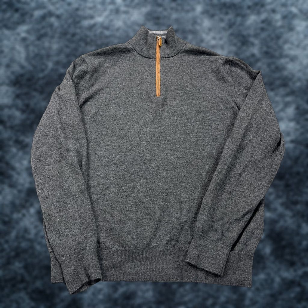CO Collars & Co Sweater Mens XL Gray Merino Wool 1/4 Zip Mock Neck Pullover Golf Size US XL / EU 56 / 4 - 1 Thumbnail