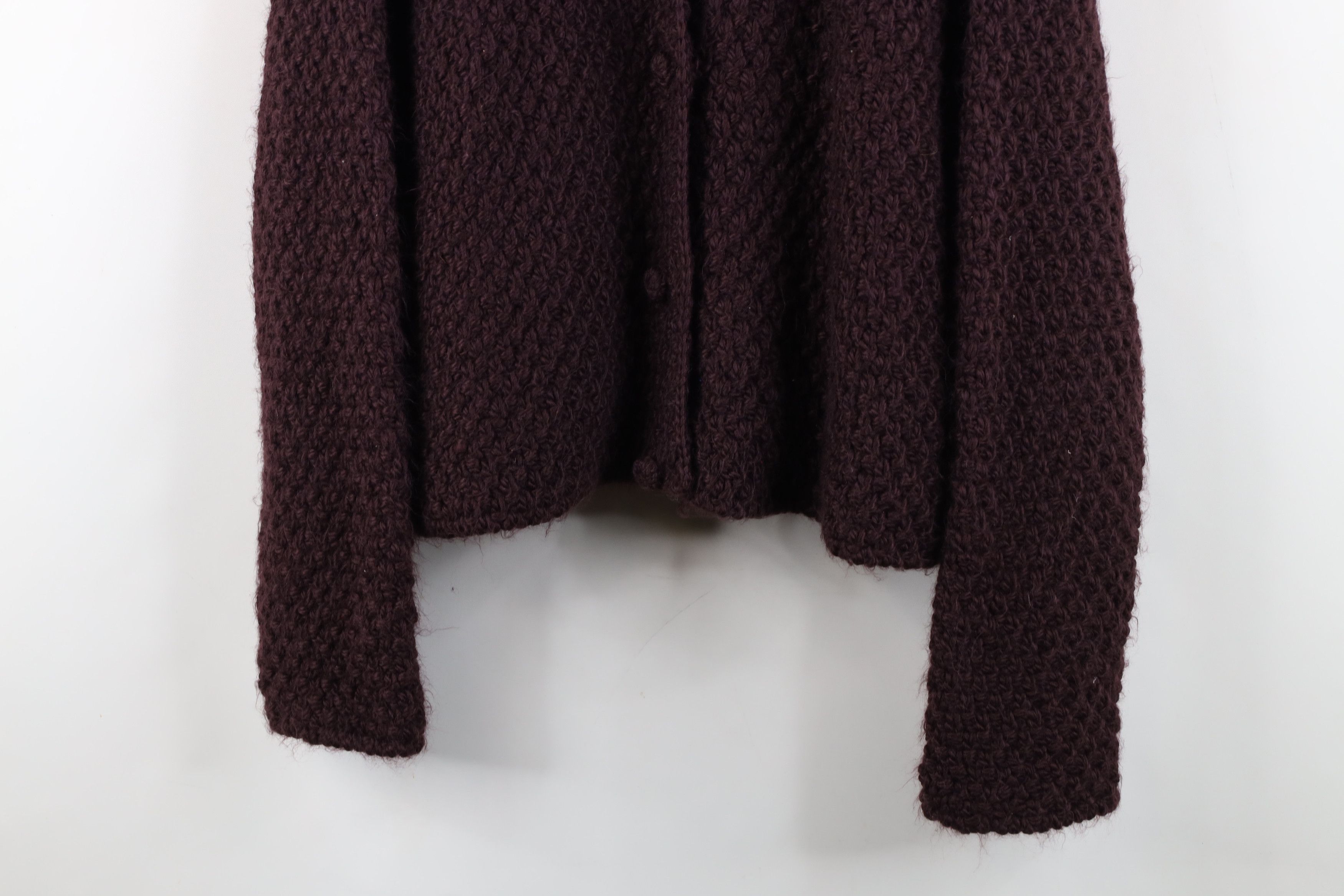 Vintage Vintage 90s Streetwear Crochet Knit Cardigan Sweater Purple Size L / US 10 / IT 46 - 3 Thumbnail