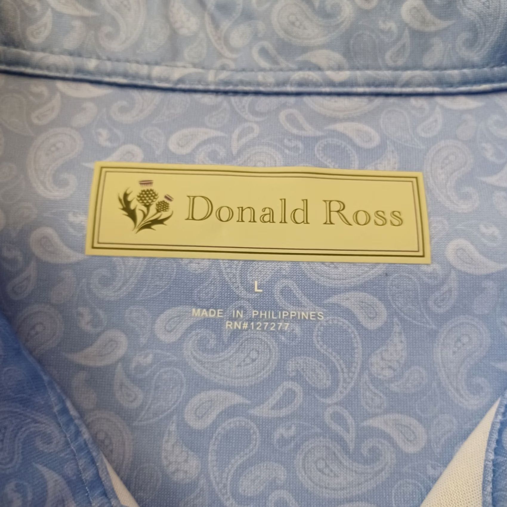 Vintage Donald Ross Shirt Polo Short Sleeve Blue Paisley Print Golf Sport Mens Large Size US L / EU 52-54 / 3 - 2 Thumbnail