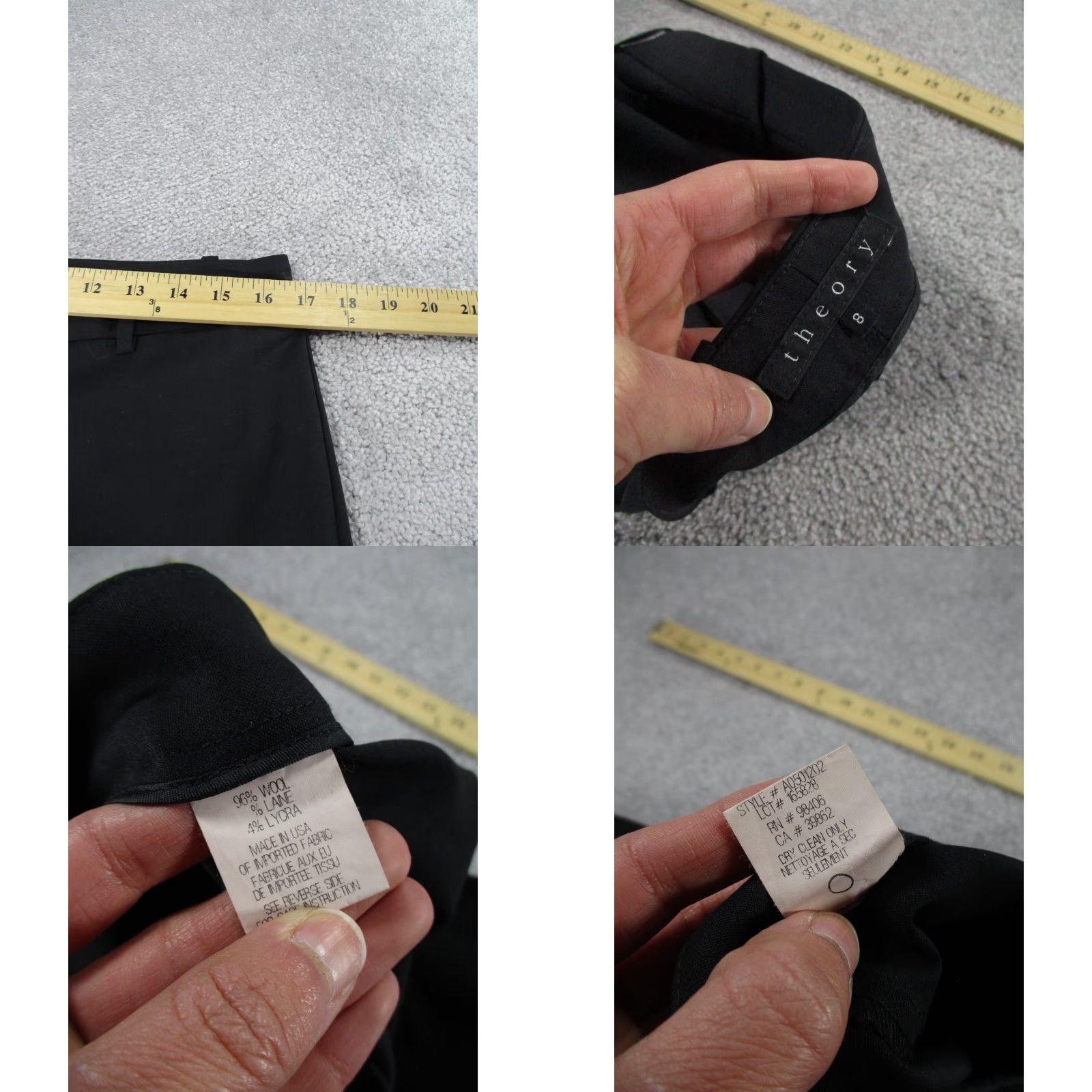 Theory Theory Dress Pants Womens 8 Black Slim Fit Wool Tapered Dress Pants Womens 8 Black Theory Size 30" / US 8 / IT 44 - 8 Thumbnail