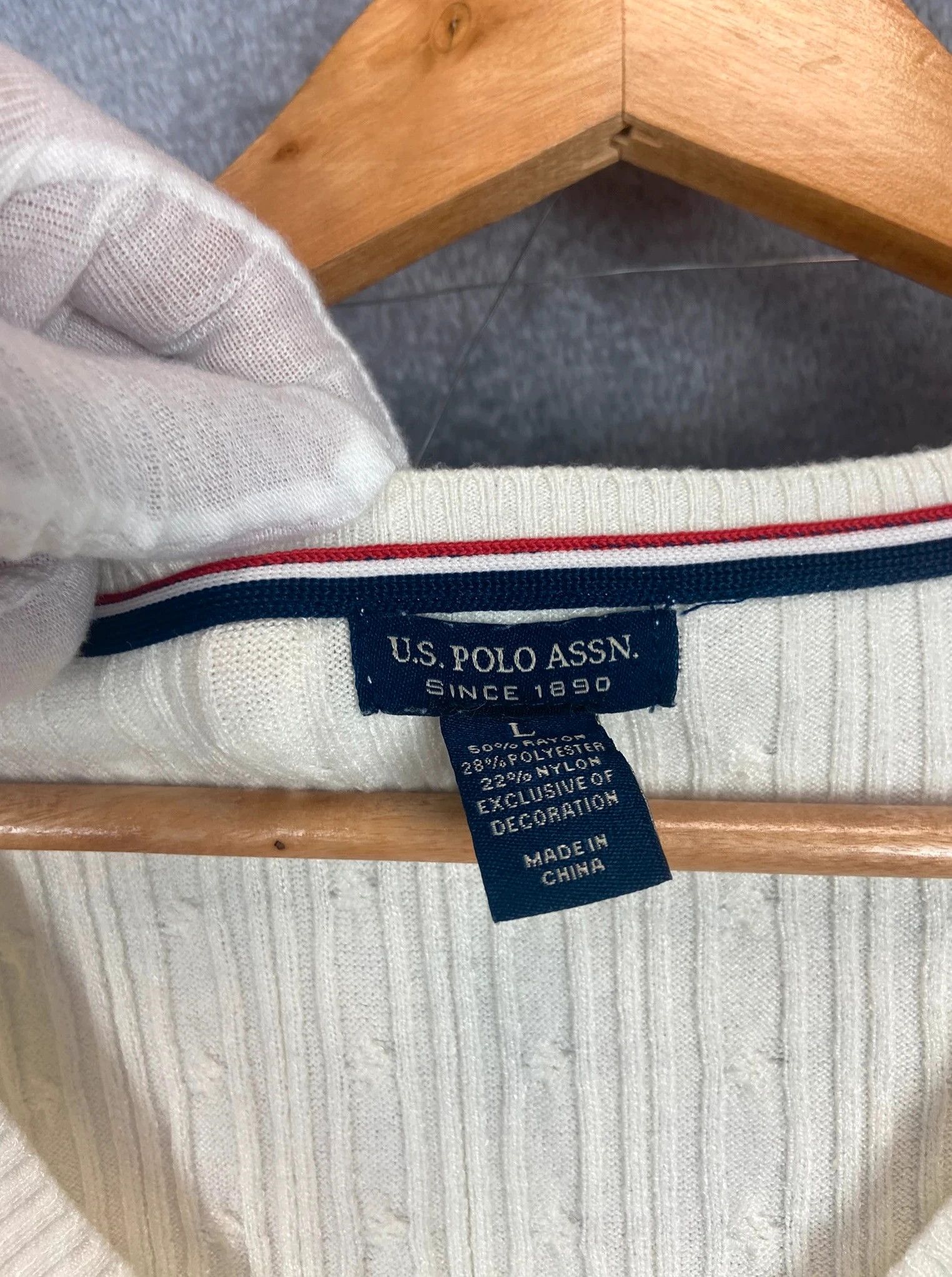 U.S. Polo Assn. Cream U.S. Polo sweater cable knit S Size L / US 10 / IT 46 - 3 Thumbnail
