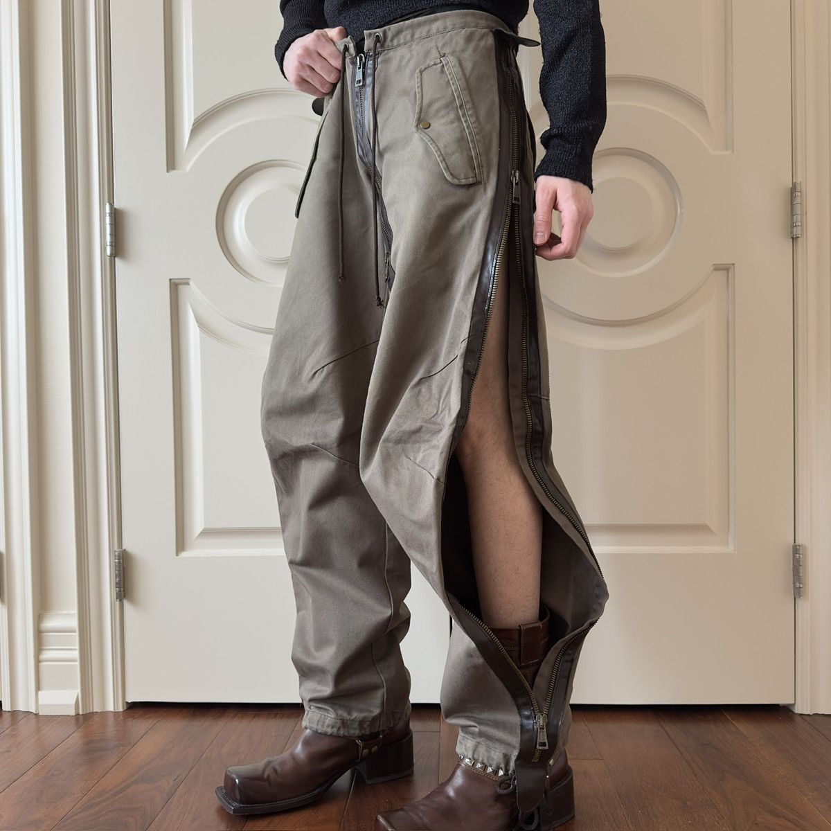 Dsquared2 Dsquared2 S/S 2002 Side-Zip Leather-Lined Loose Cargo Pants Size US 30 / EU 46 - 3 Thumbnail