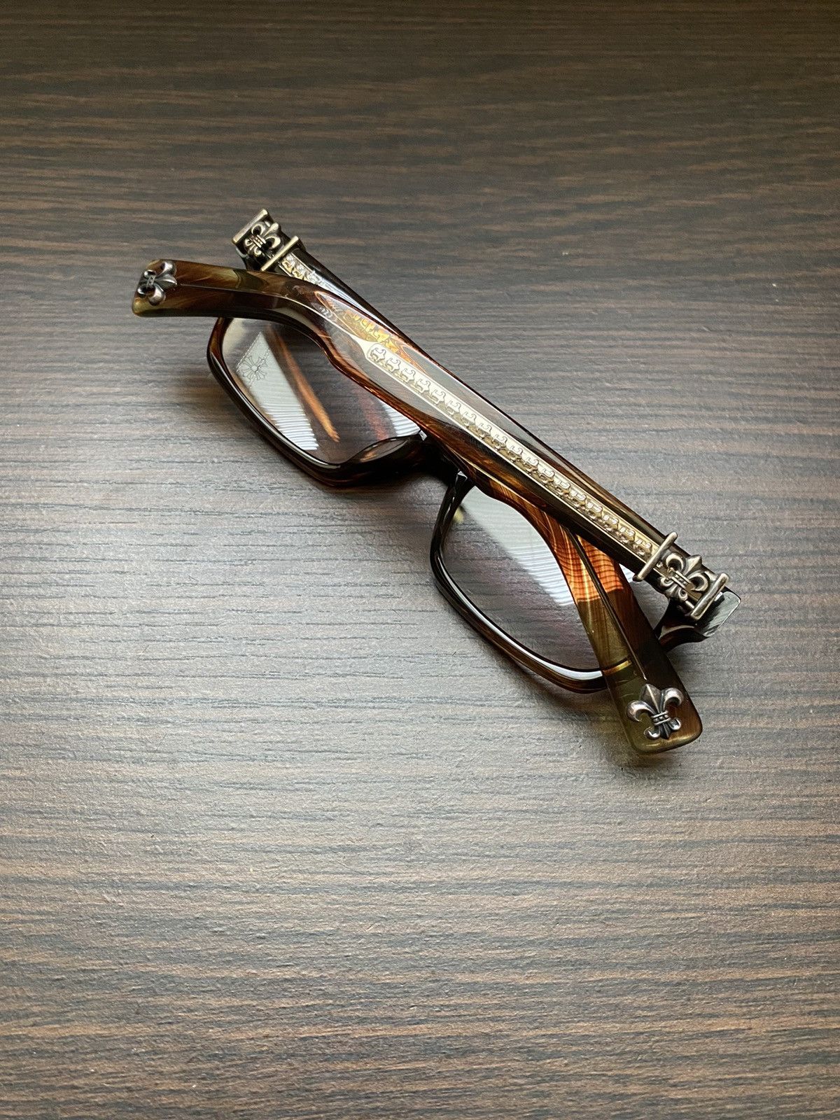 Pre-owned Chrome Hearts Splat Glasses In Amber Gold | ModeSens