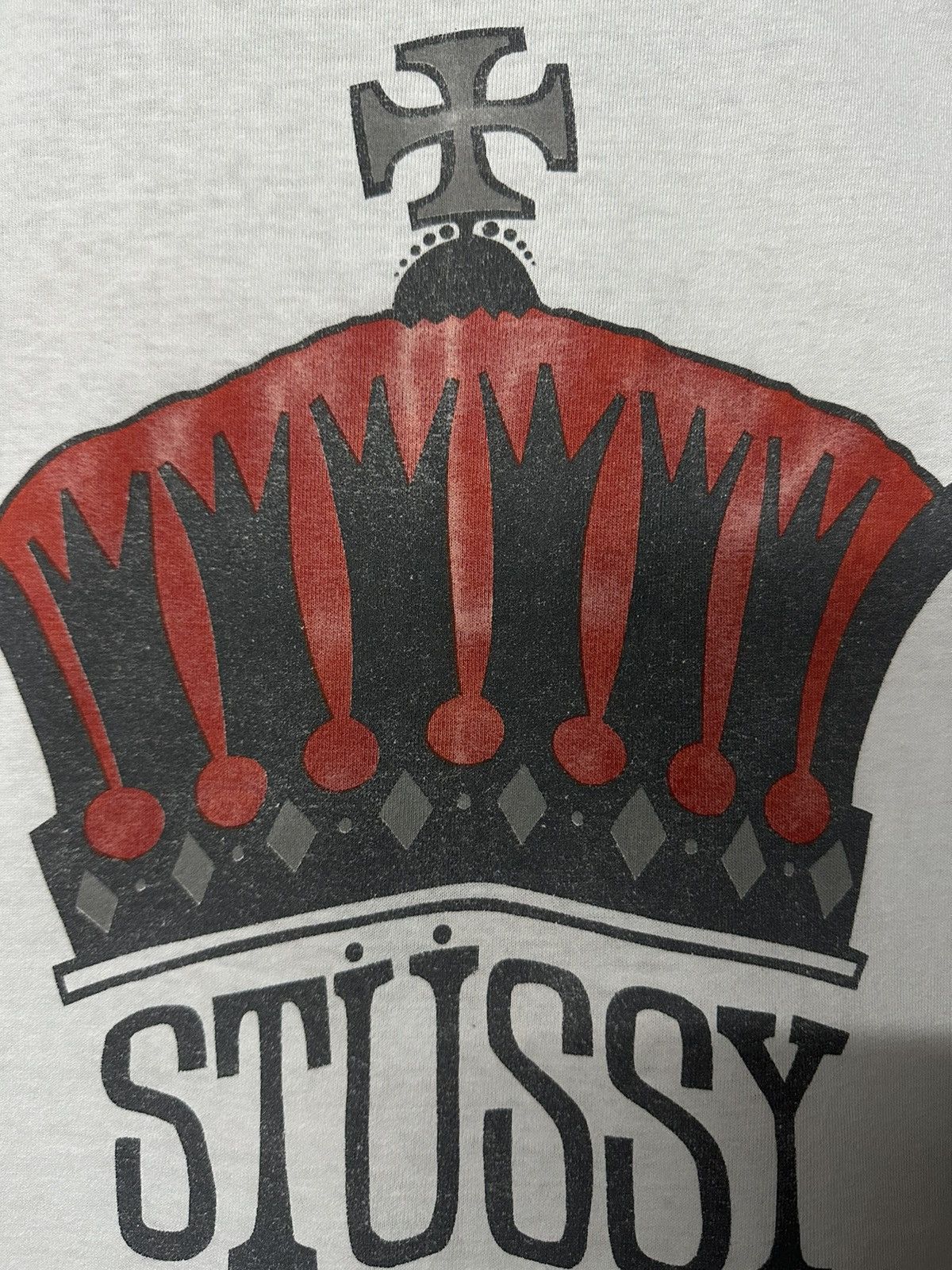 Stussy Vintage 90s Stussy Crown Distressed Tee Size US L / EU 52-54 / 3 - 3 Thumbnail