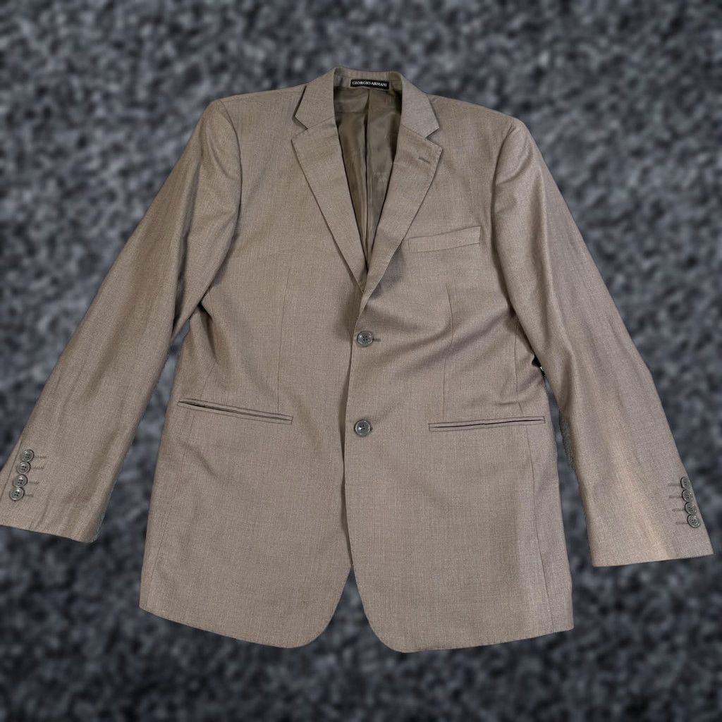 Giorgio Armani Giorgio Armani Blazer Mens 42 Brown Wool Suit Jacket Two-Button Notch Lapel Single-Breasted Size 42R - 1 Thumbnail