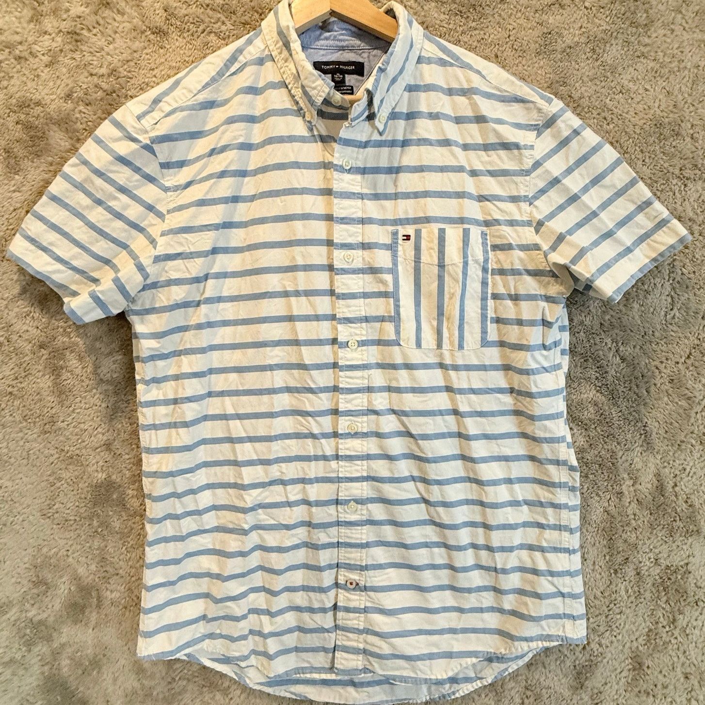 Tommy Hilfiger Tommy Hilfiger Horizontal Stripe White Blue Shirt XL Size US XL / EU 56 / 4 - 1 Thumbnail