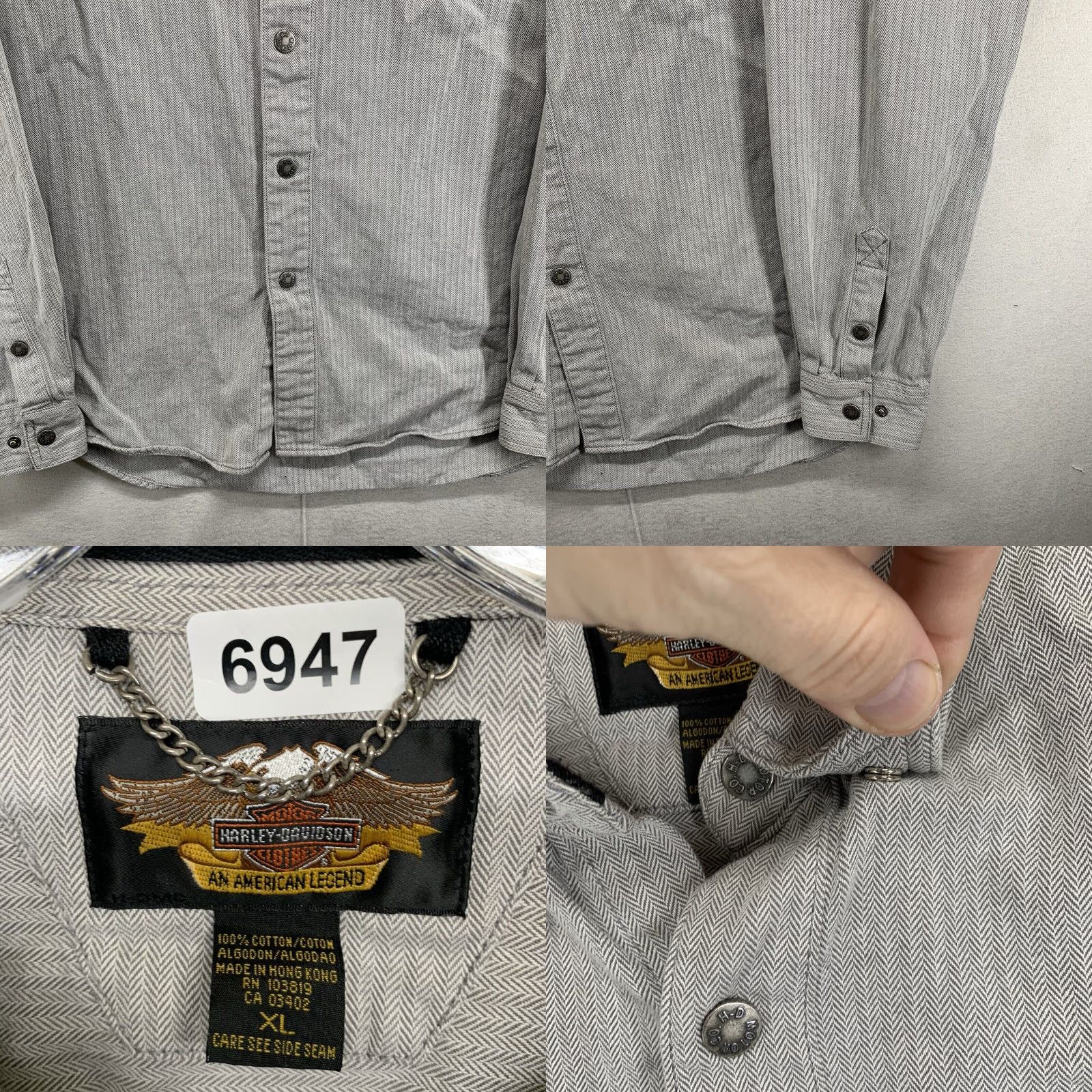 Harley Davidson VINTAGE Harley-Davidson Men’s XL Button-Up Shirt Casual Biker Motorcycle Short Sleeve Gray Cotton Size US XL / EU 56 / 4 - 8 Thumbnail
