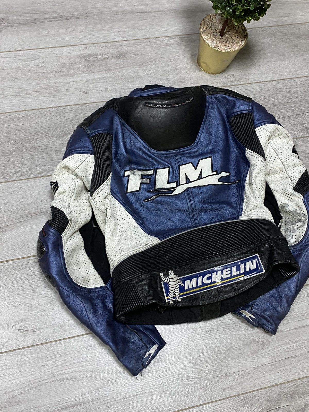 Vintage FLM MOTO with protection Micheline leather racing jacket Size US M / EU 48-50 / 2 - 10 Thumbnail