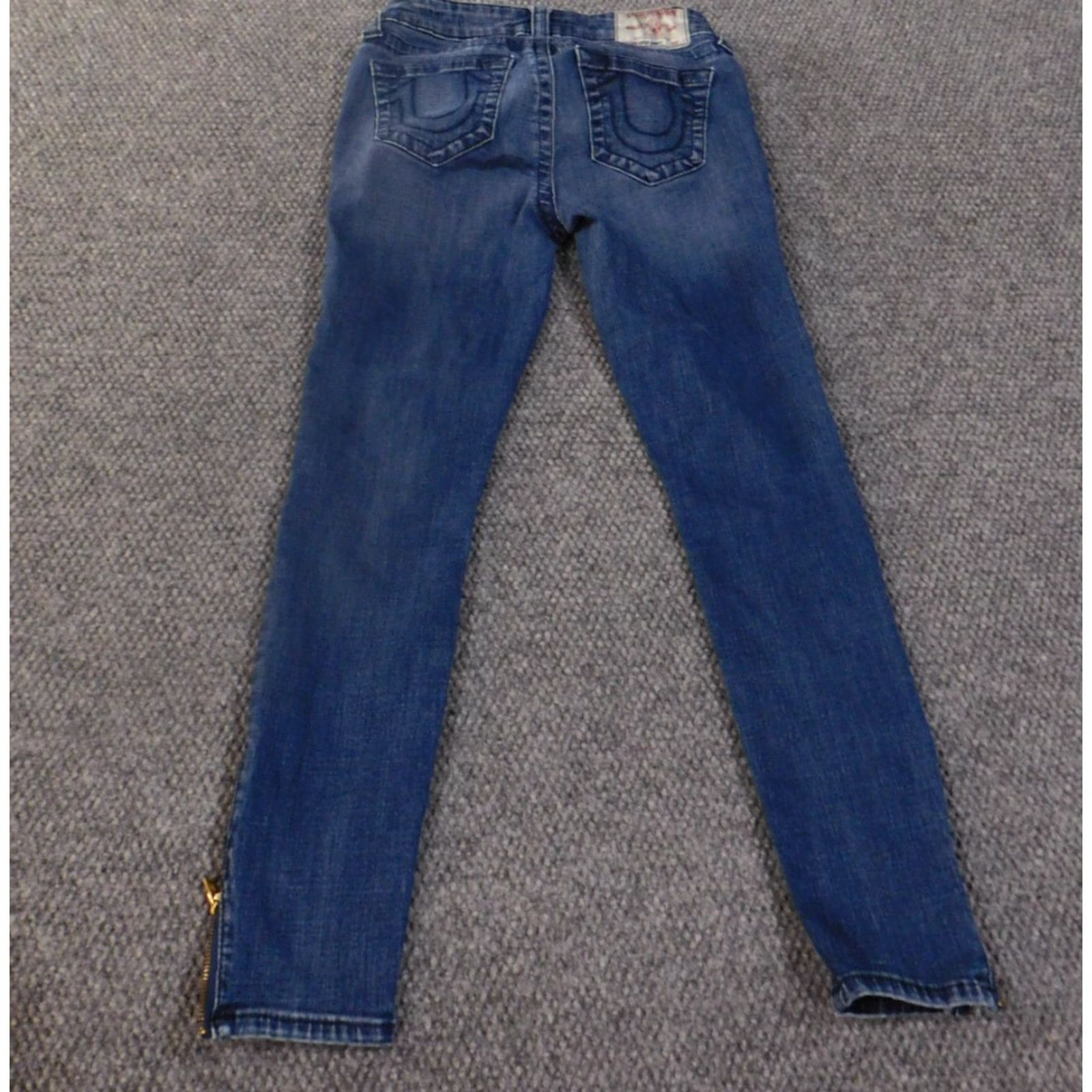 True Religion true religion jeans Women Skinny Jeans 28 Blue Denim Zip Ankle Stretch Vintage Cowboy 28in Inseam Womens Size 26" / US 2 / IT 38 - 7 Thumbnail