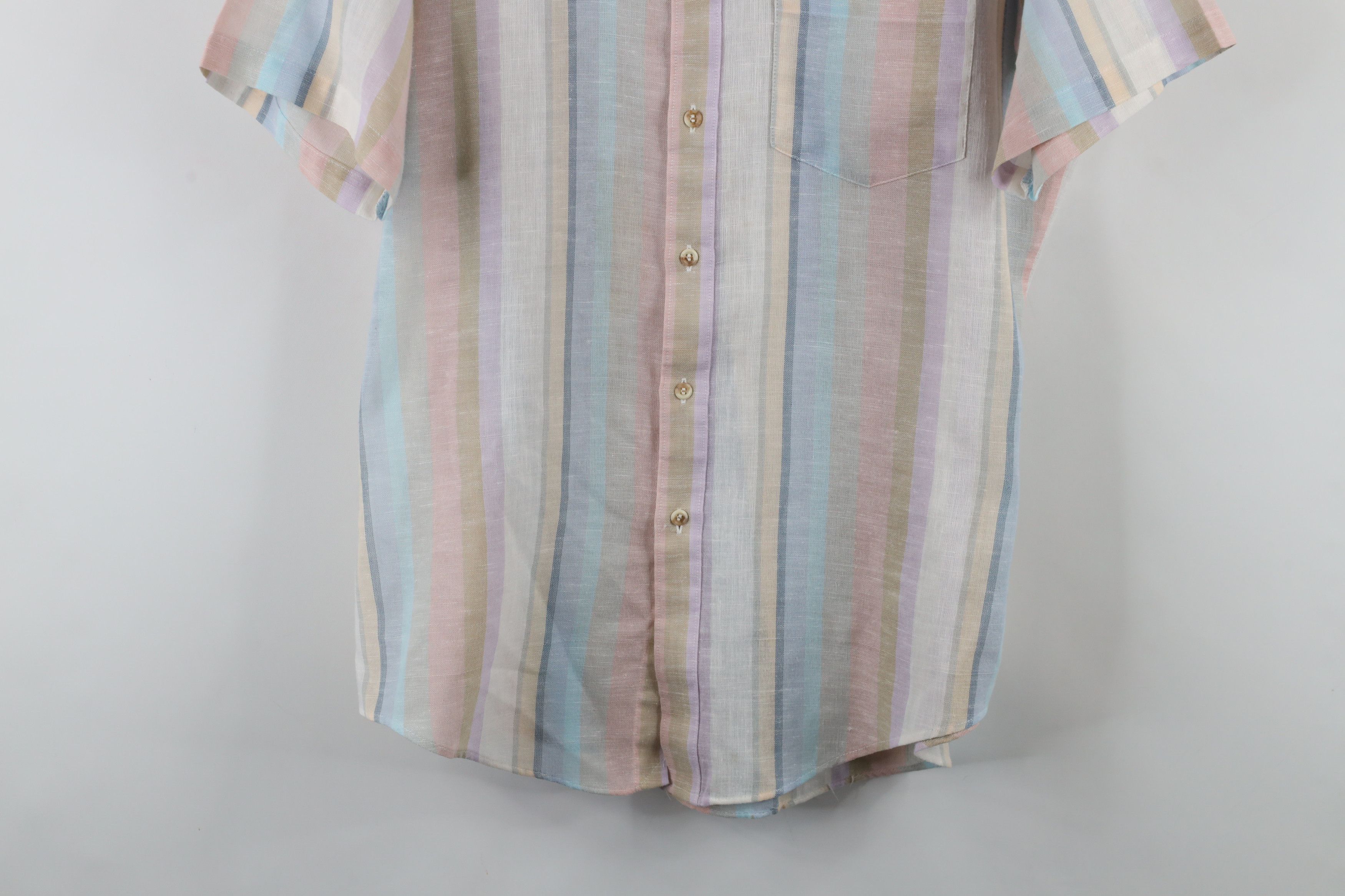 Vintage Vintage 70s Streetwear Linen Short Sleeve Button Shirt USA Size US L / EU 52-54 / 3 - 3 Thumbnail