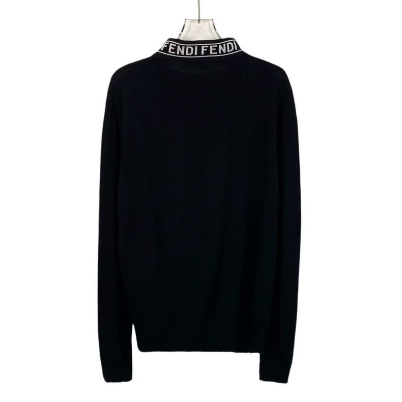 Fendi FENDI Black logo letter embroidered high-neck wool long-sl Size 24" / US 00 / IT 34 - 2 Thumbnail