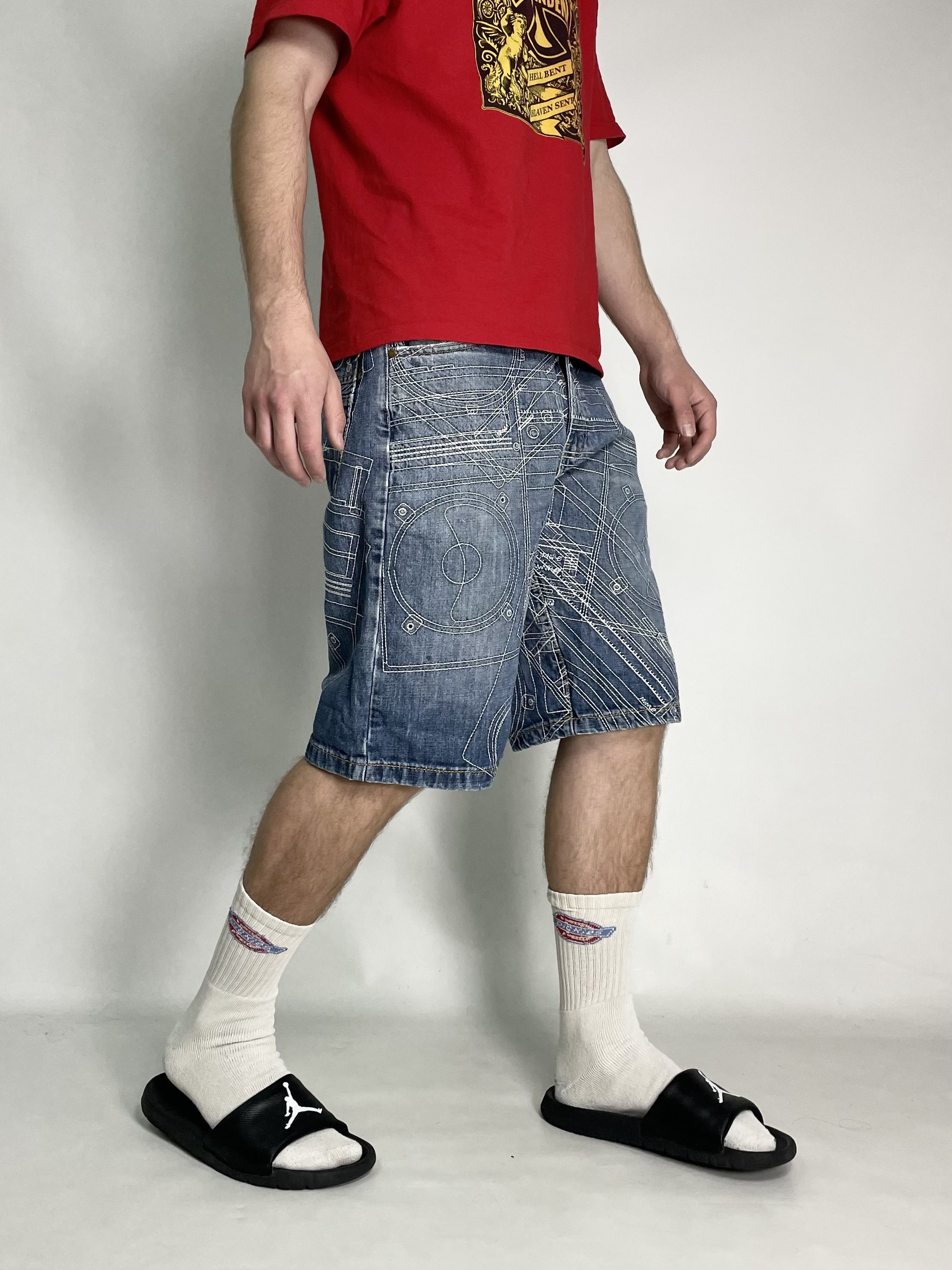 Fubu Sir Benni Miles Vintage Loose Fit Denim Jorts Y2K Shorts Size US 32 / EU 48 - 19 Thumbnail