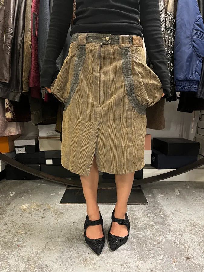 Just Cavalli AW2004 Cavalli Brown Velvet Cargo Skirt Size 28" / US 6 / IT 42 - 2 Thumbnail